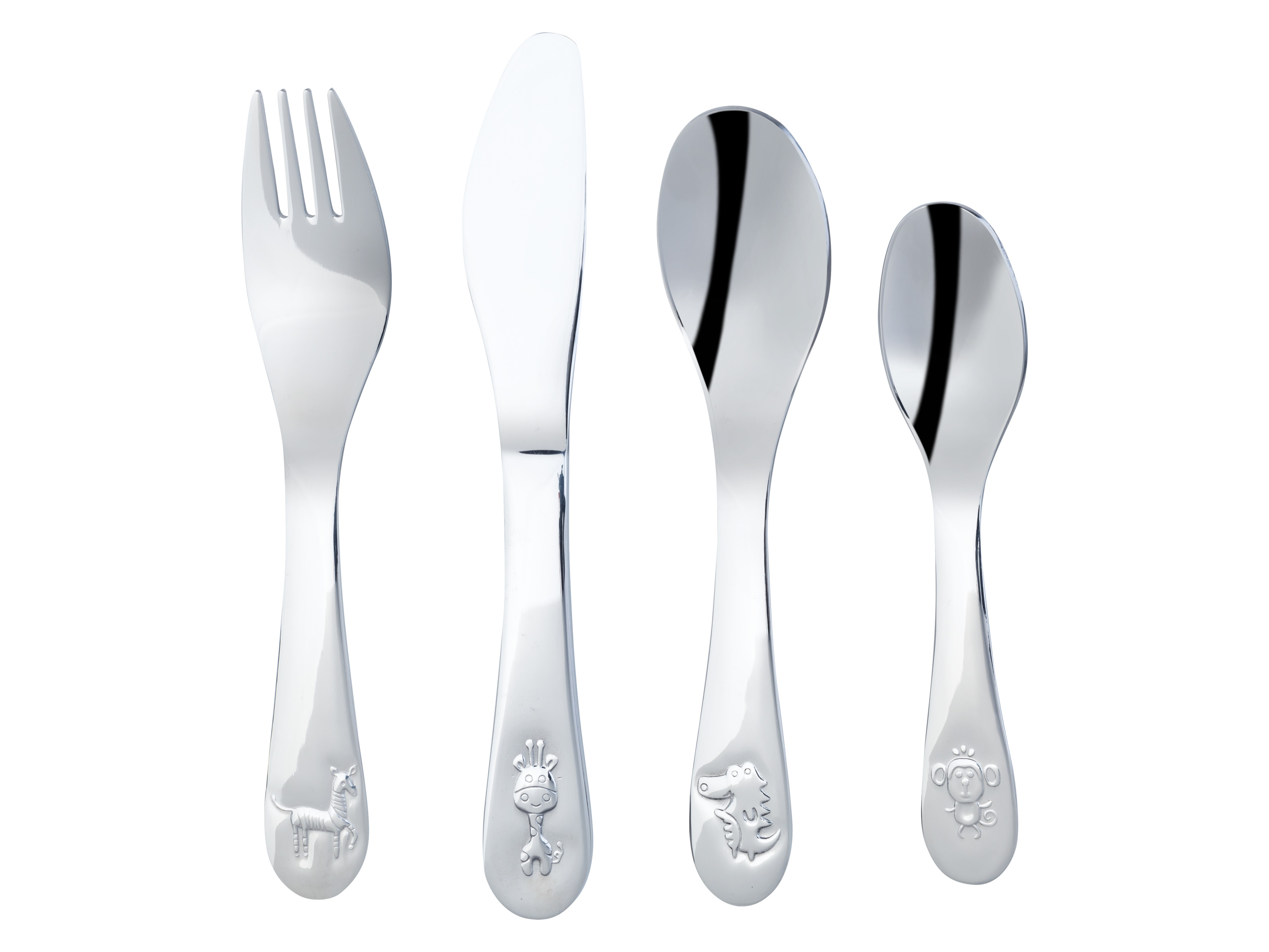 Livarno home Sztućce dla dzieci z postaciami z bajek, 4 sztuki Zwierzęta