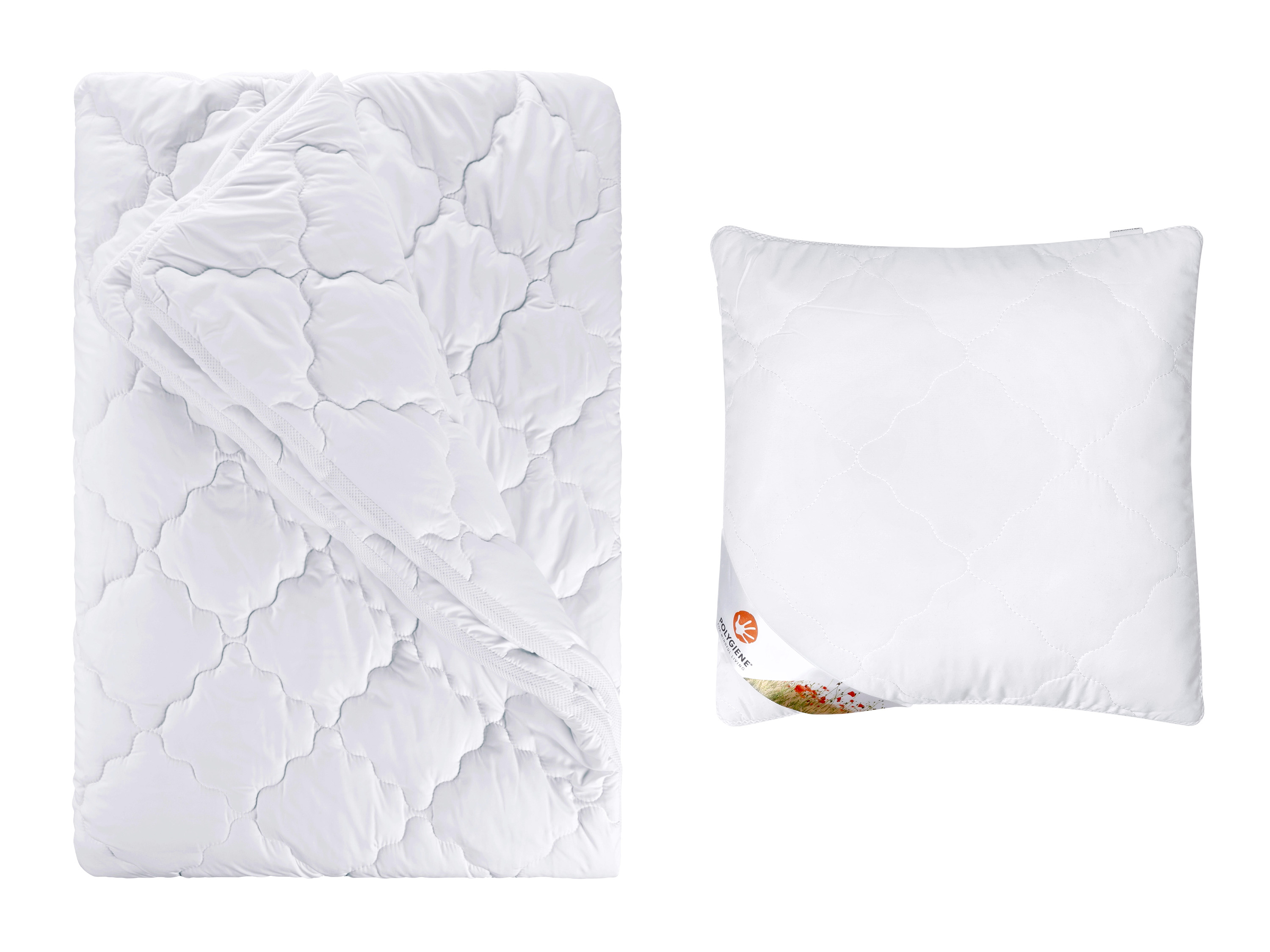 Livarno home Zestaw Podwójna kołdra pikowana Polygiene , 140 x 200 cm z poduszką Polygiene , 40 x 40 cm