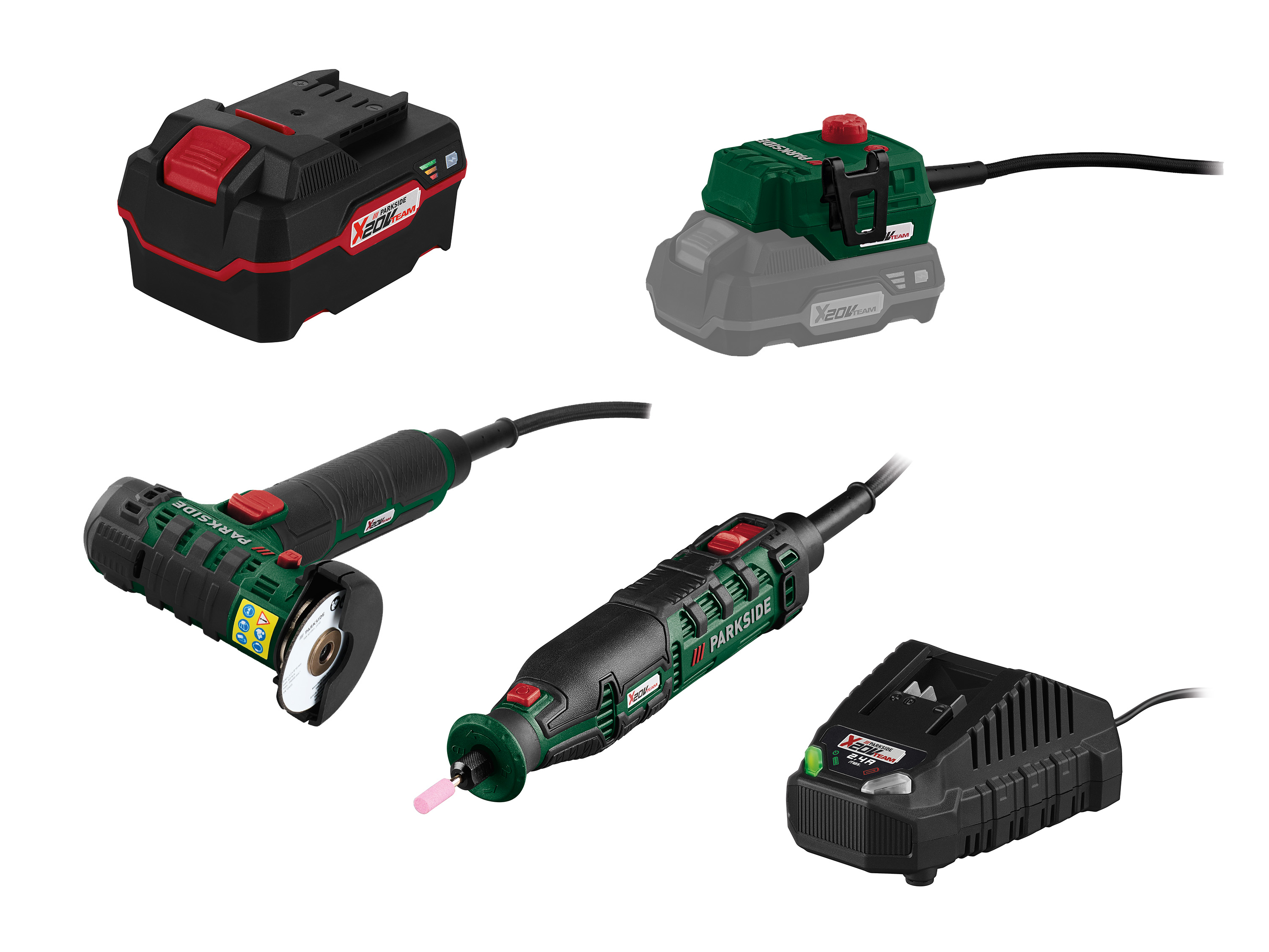 Parkside Zestaw Akumulatorowe narzędzie wielofunkcyjne 20 V z akumulatorem, 4 Ah i ładowarką 2,4 A