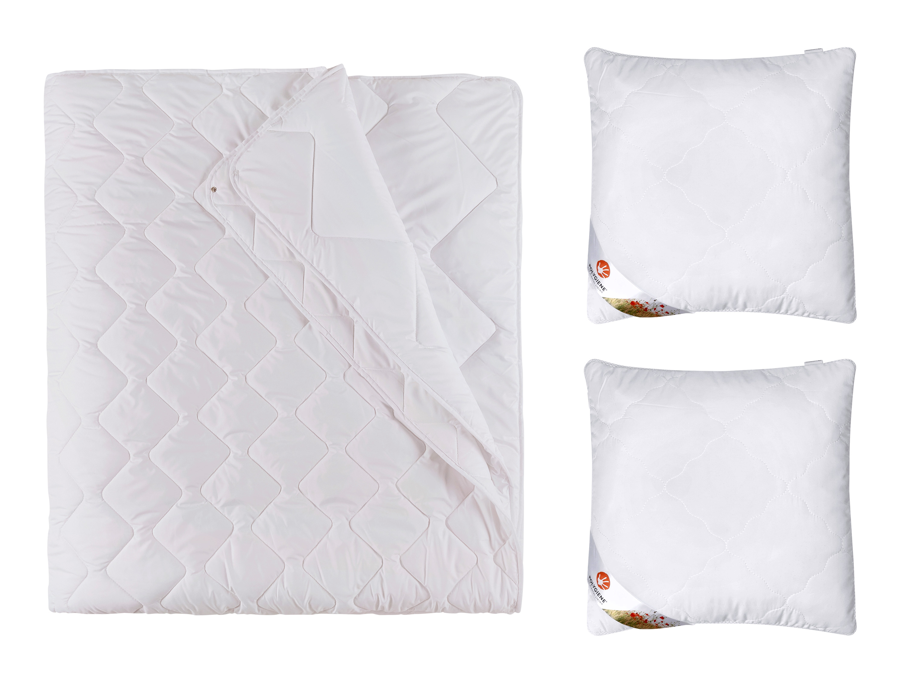 Livarno home Zestaw Dwuwarstwowa kołdra pikowana na 4 pory roku, 220 x 200 cm z 2 poduszkami Polygiene , 40 x 40 cm