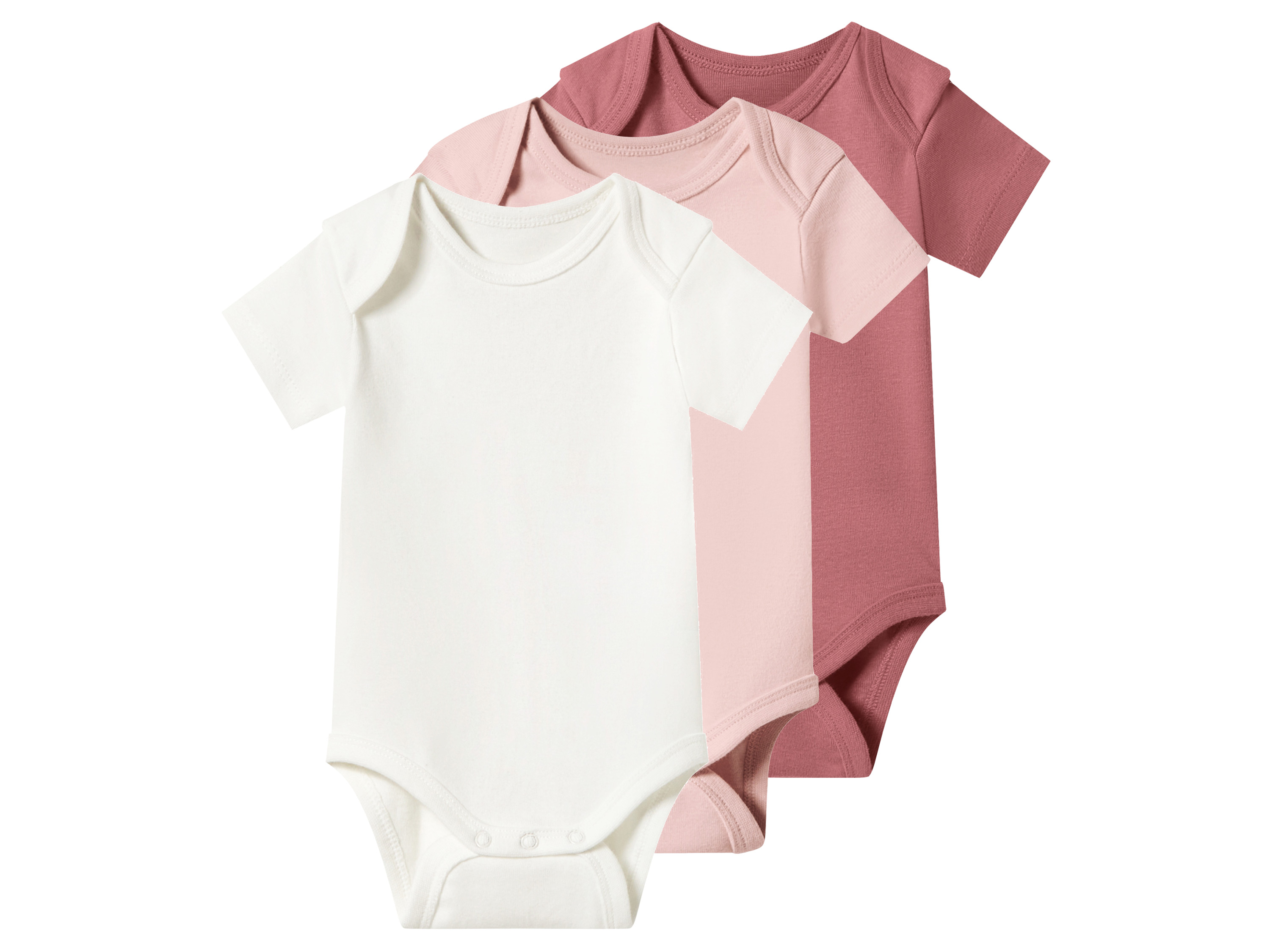lupilu Baby bodysuits, 3 pieces Różowy, 62/68