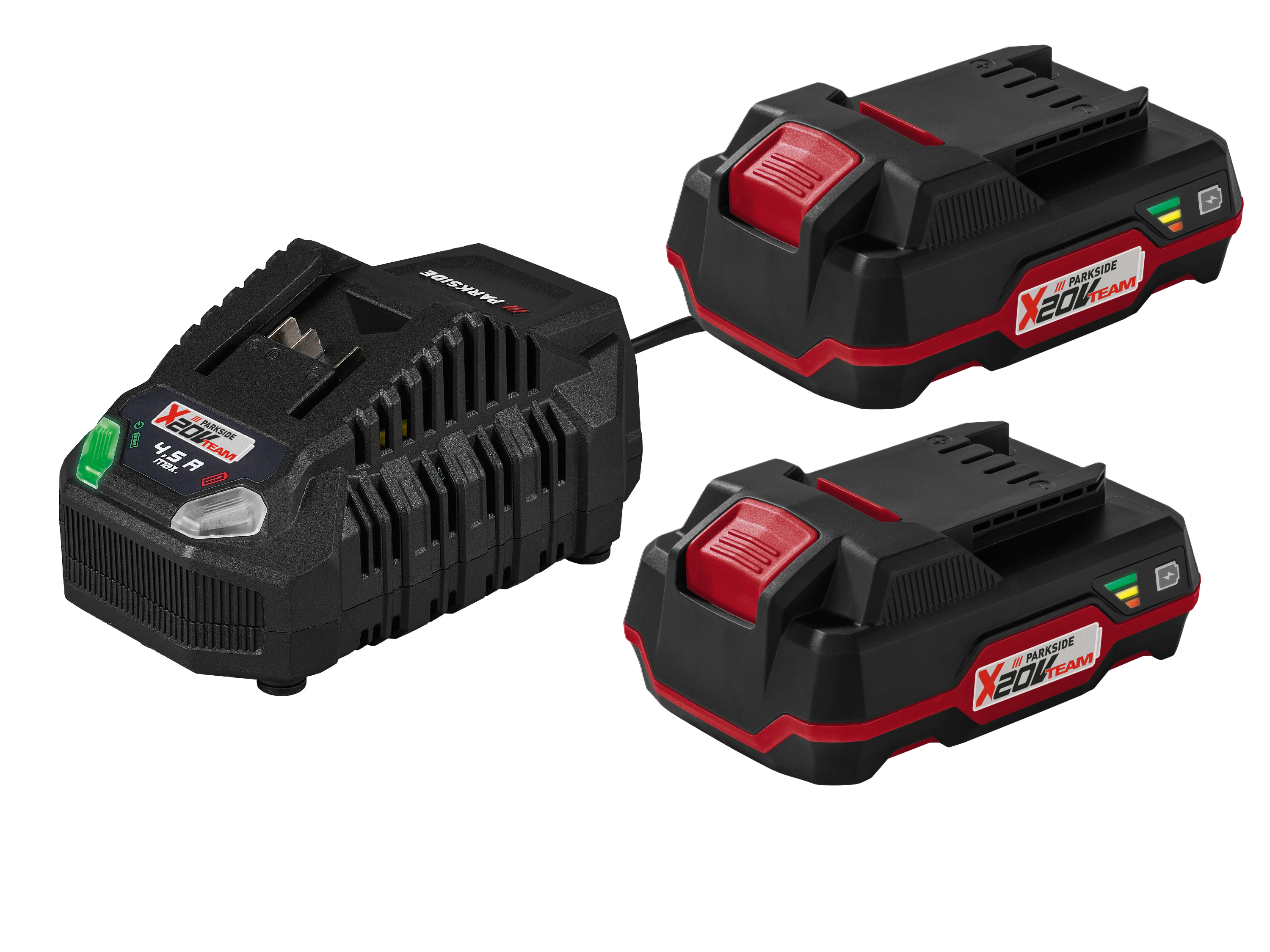 Parkside Zestaw 2 akumulatorów litowo-jonowych, 2 Ah, 20 V z ładowarką, 4,5 A