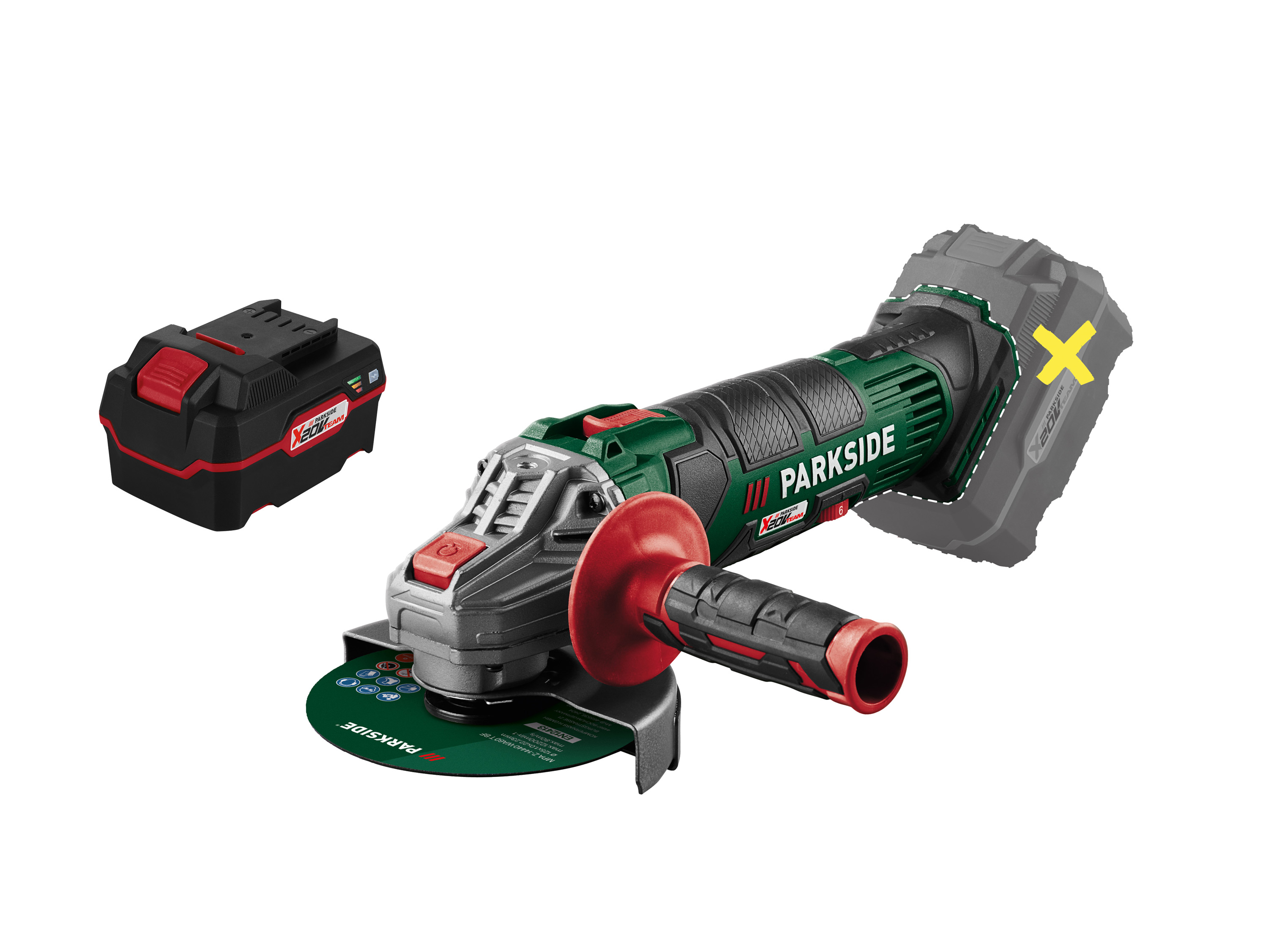 Parkside Zestaw Akumulatorowa szlifierka kątowa, 20 V, Pwsa 20-Li F4 z akumulatorem