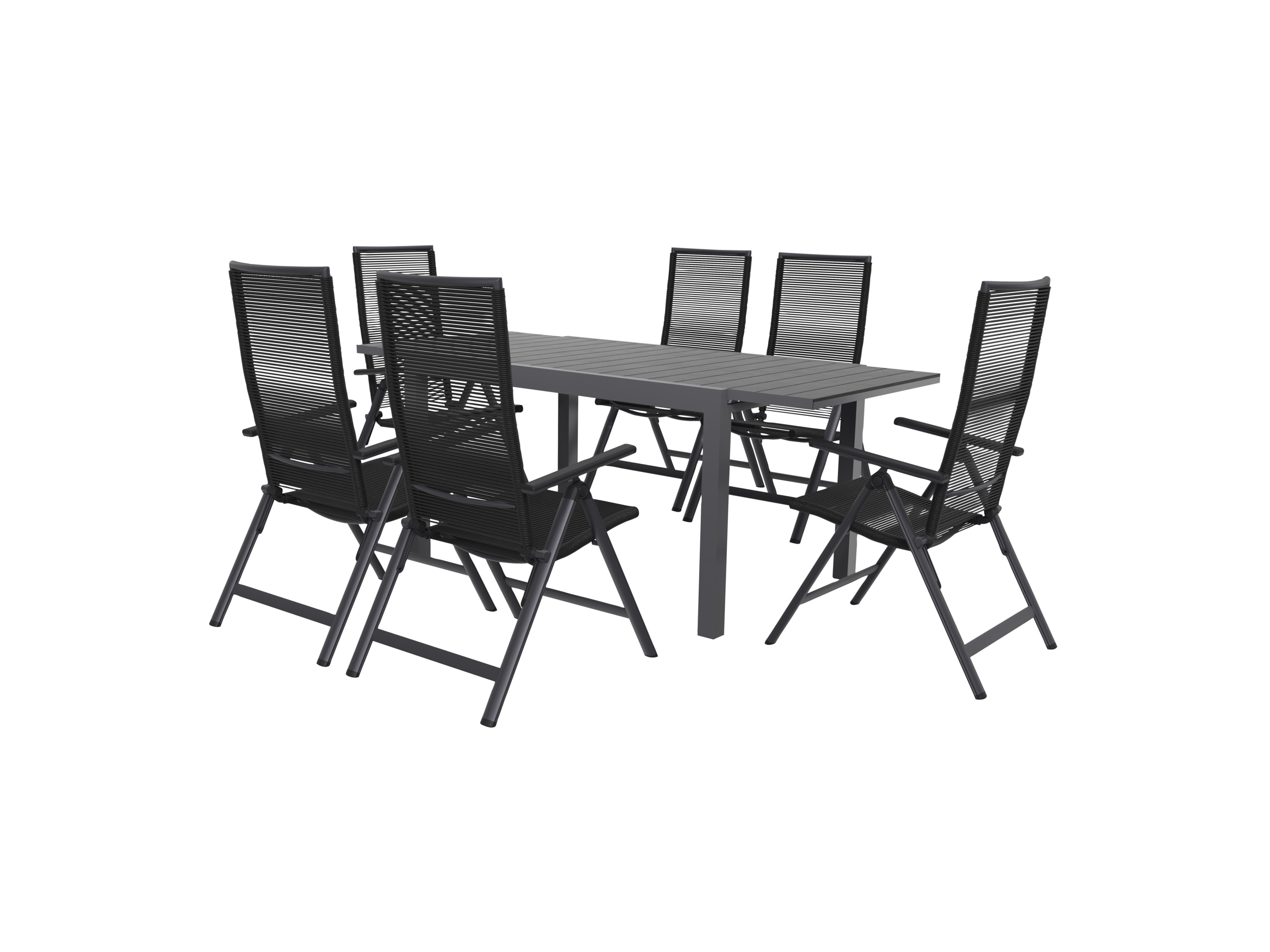 Livarno home Zestaw aluminiowych mebli ogrodowych Miami, stół rozkładany i 6 foteli z plecionki