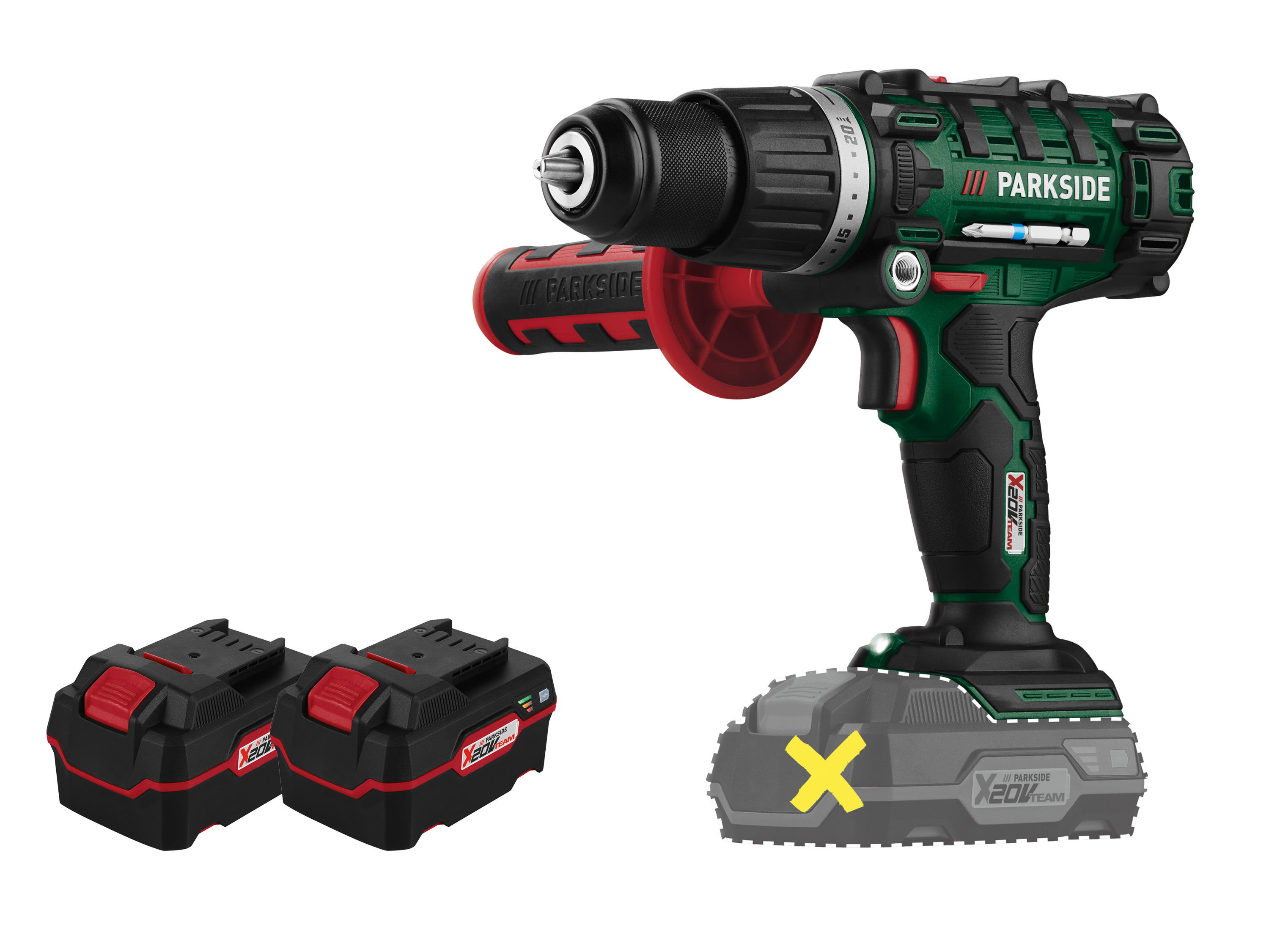 Parkside Zestaw Akumulatorowa wiertarko-wkrętarka udarowa 20 V z 2 akumulatorami 4 Ah