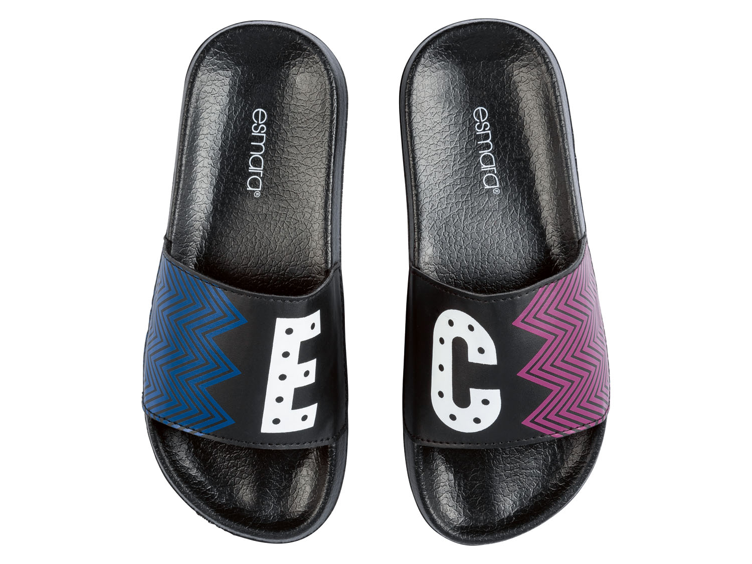 esmara Klapki kąpielowe damskie z motywem „Electric Castle” czarny/niebieski/różowy, 40