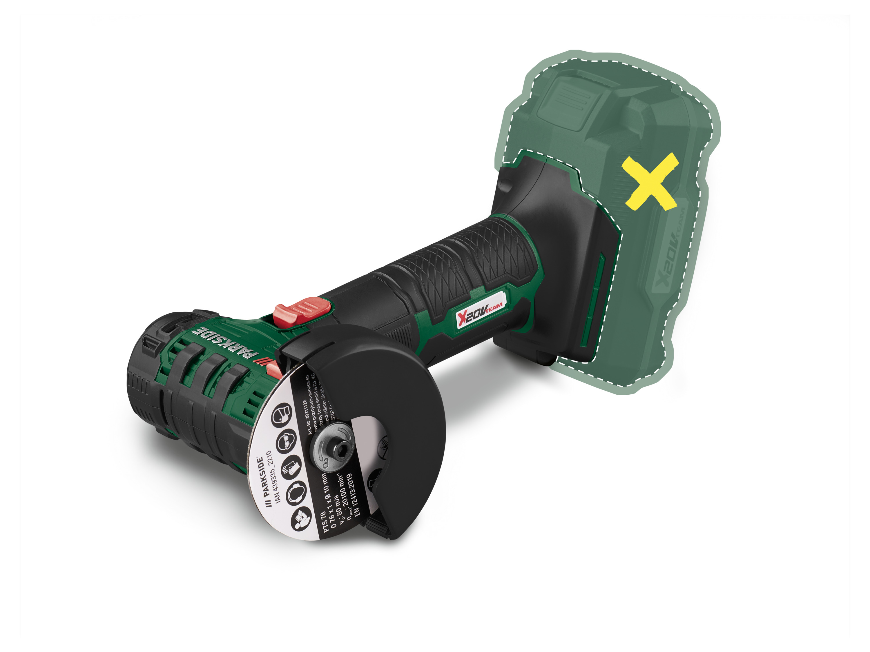 Parkside Akumulatorowa szlifierka kątowa 20 V, Pwsam 20-Li A1 bez akumulatora i ładowarki