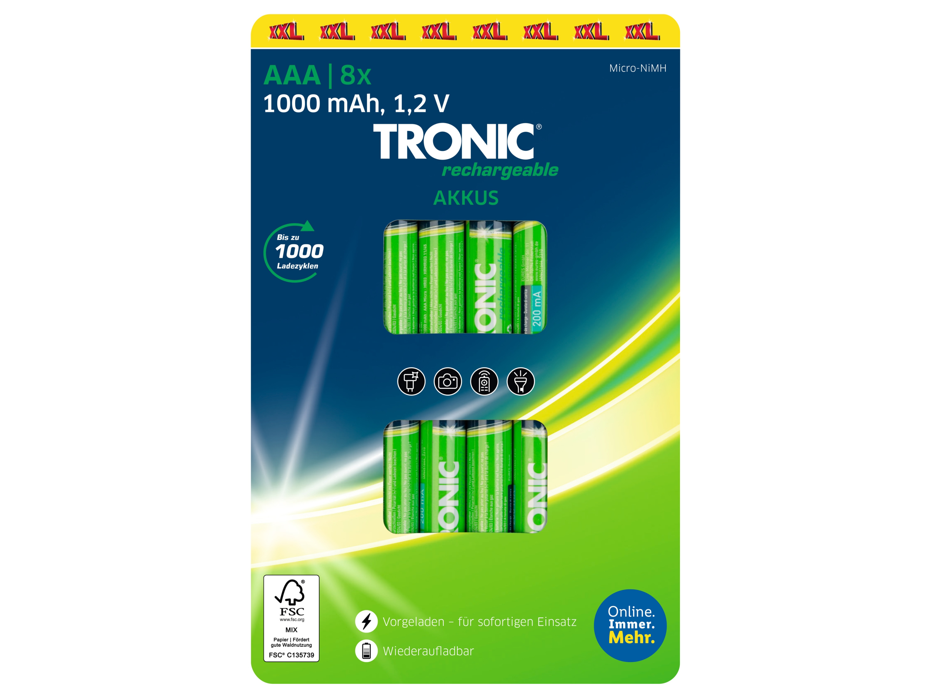 Tronic Akumulatorki Ni-MH Ready 2 Use, 1,2 V, 8 szt. AAA