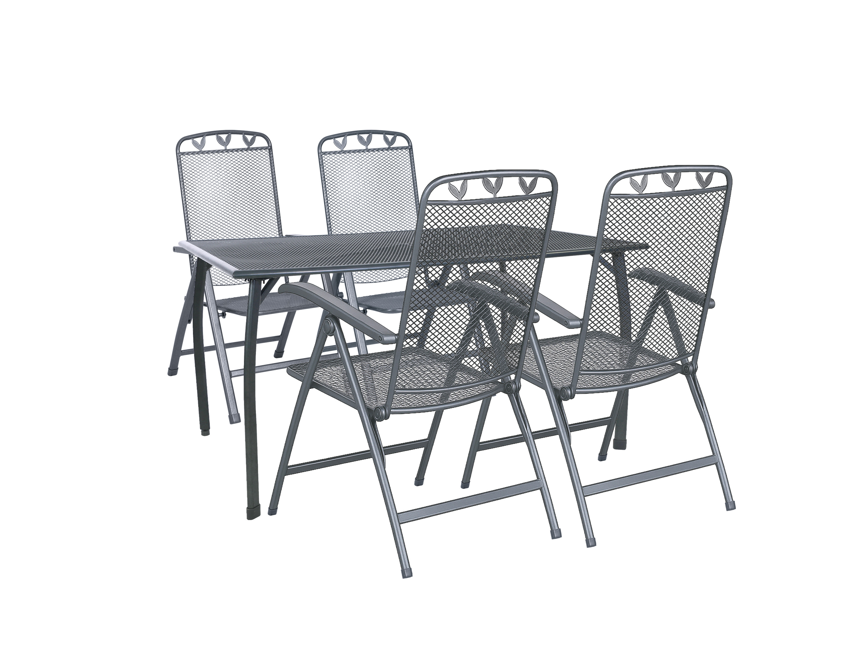 Greemotion Zestaw mebli ogrodowych »Toulouse« Stół + 4 składane krzesła, 140 x 74 x 90 cm