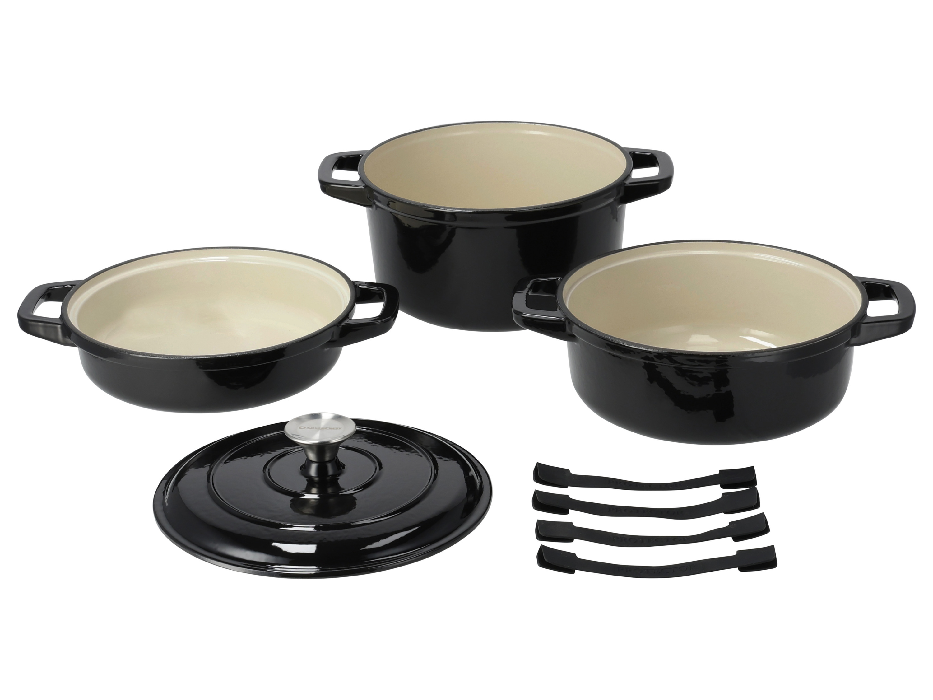 Silvercrest Zestaw 3 garnków żeliwnych premium Czarny