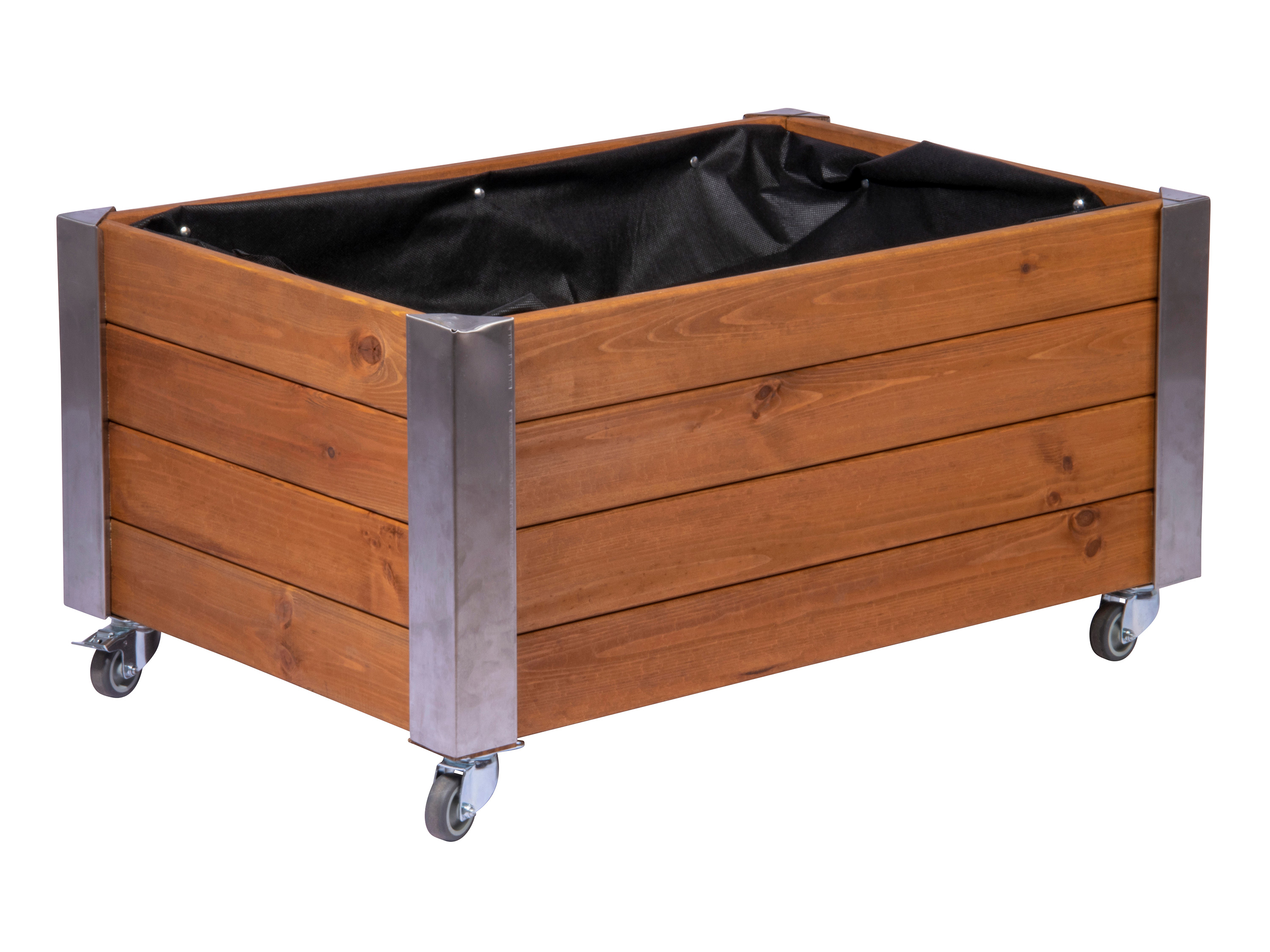 dobar Podwyższona grządka na kółkach Rollfi, z włókniną do roślin, sosna, brązowa