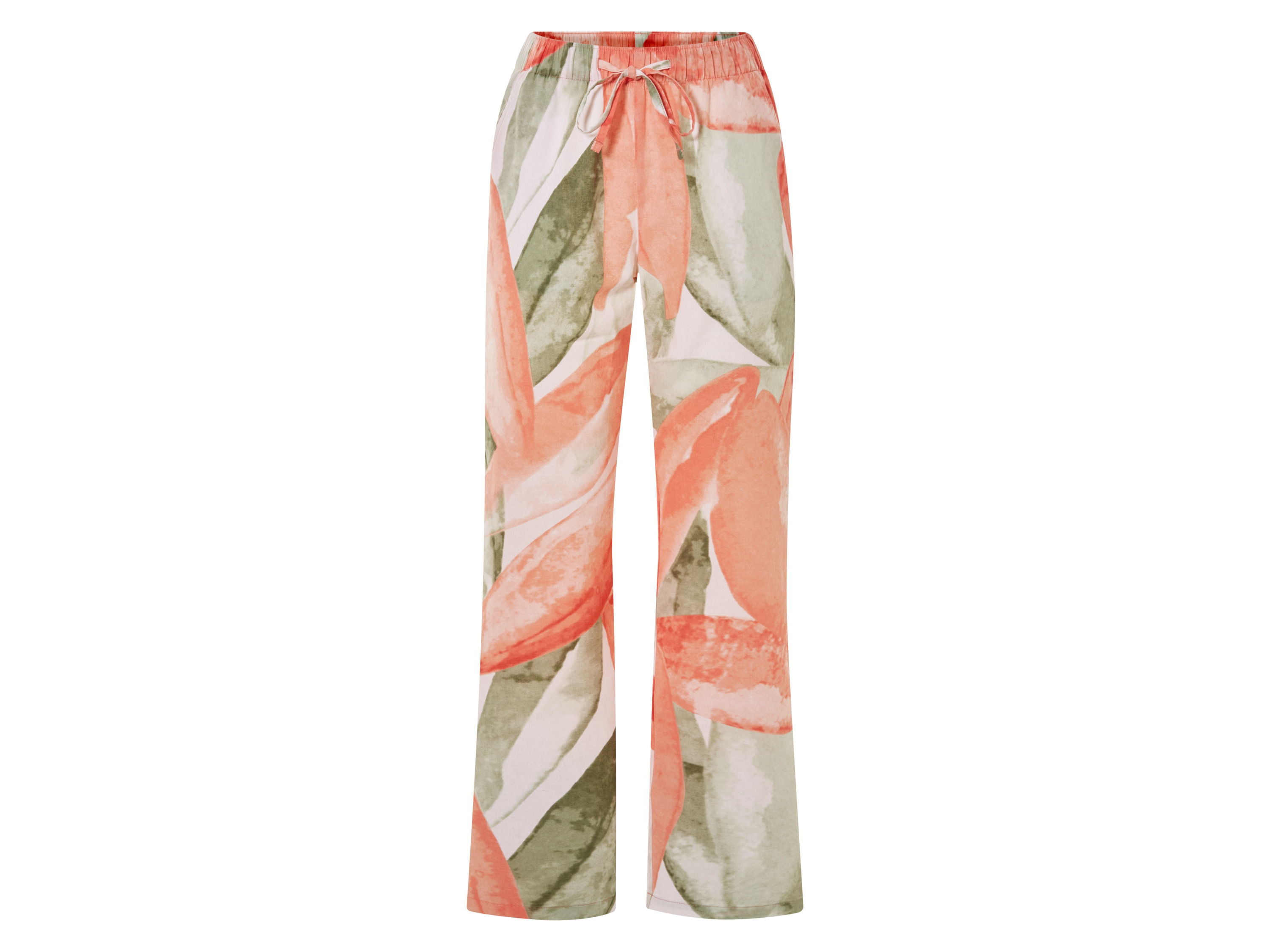 esmara Spodnie damskie z lnem i bawełną koralowy/oliwkowy, 46