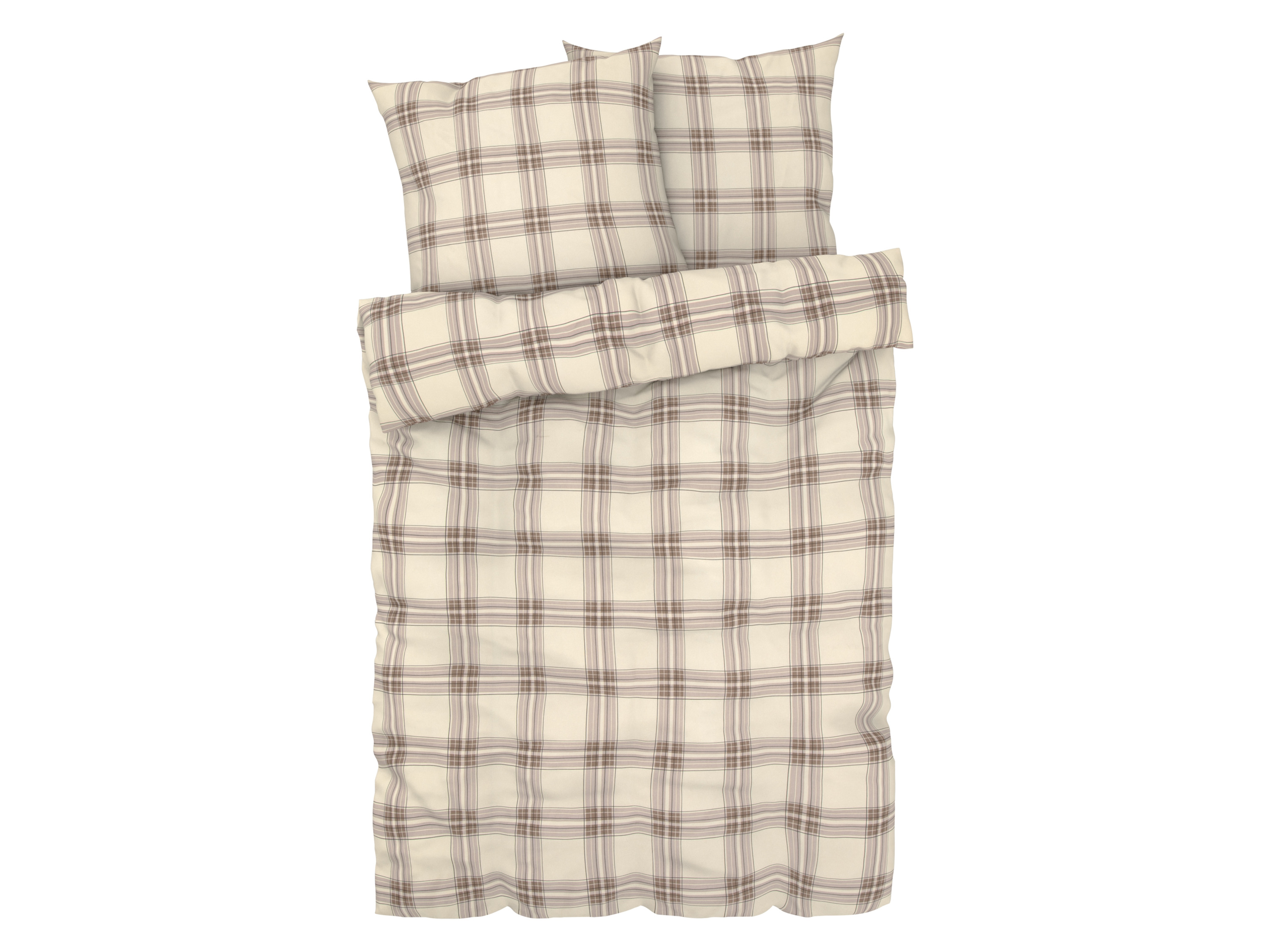 Livarno home Pościel flanelowa, 160 x 200 cm Kratka brązowo-biała