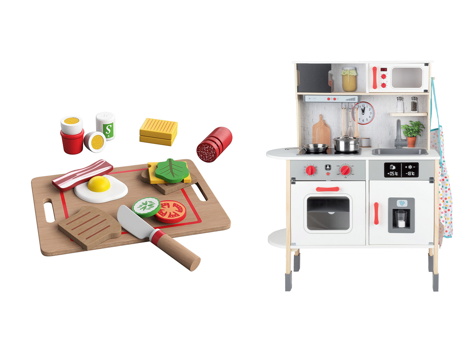 Kuchnia drewniana do zabawy z akcesoriami oraz zestawem śniadanie, 1 zestaw