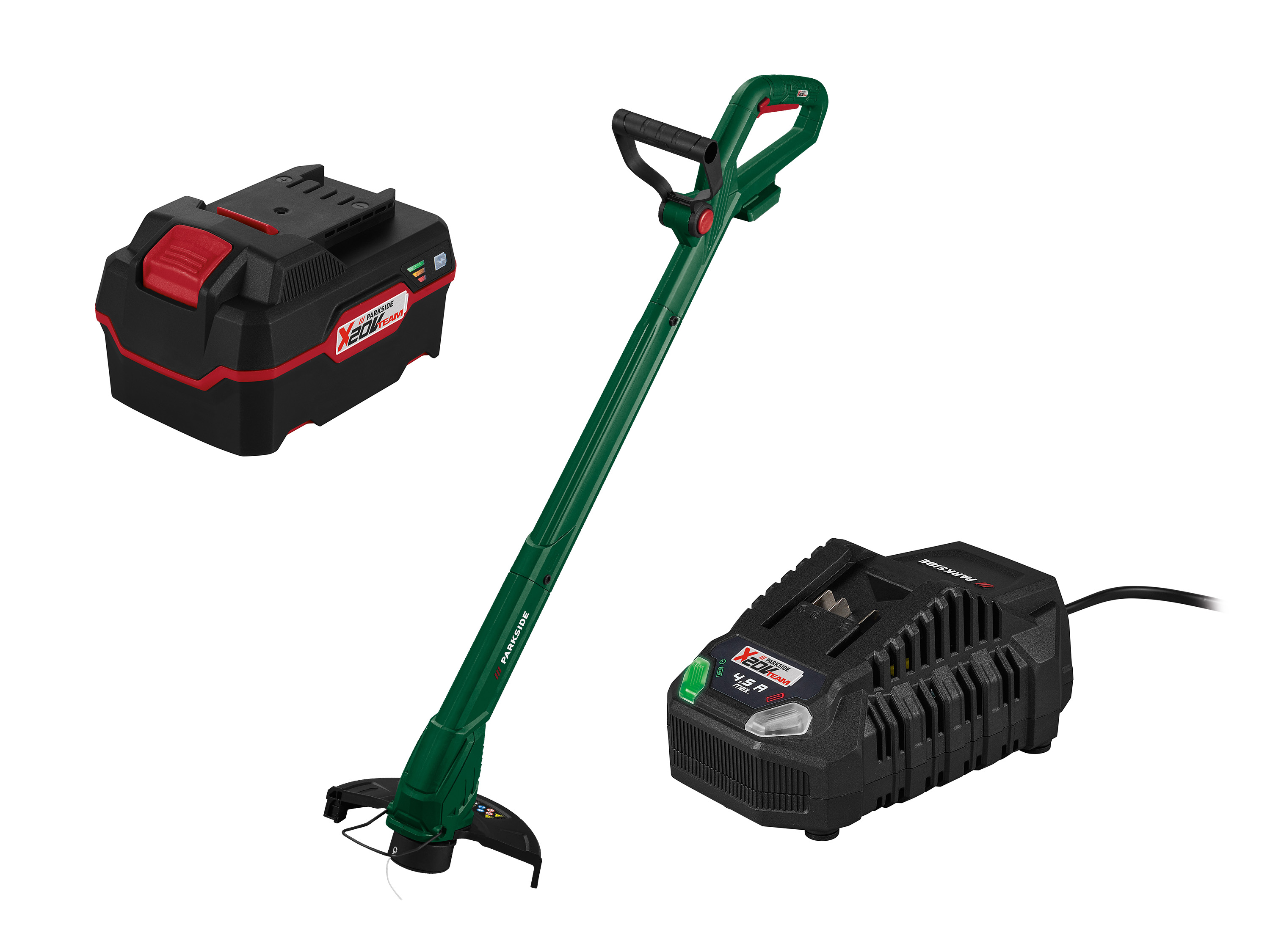 Parkside Zestaw Akumulatorowa podkaszarka 20 V z akumulatorem, 4 Ah i szybką ładowarką, 4,5 A