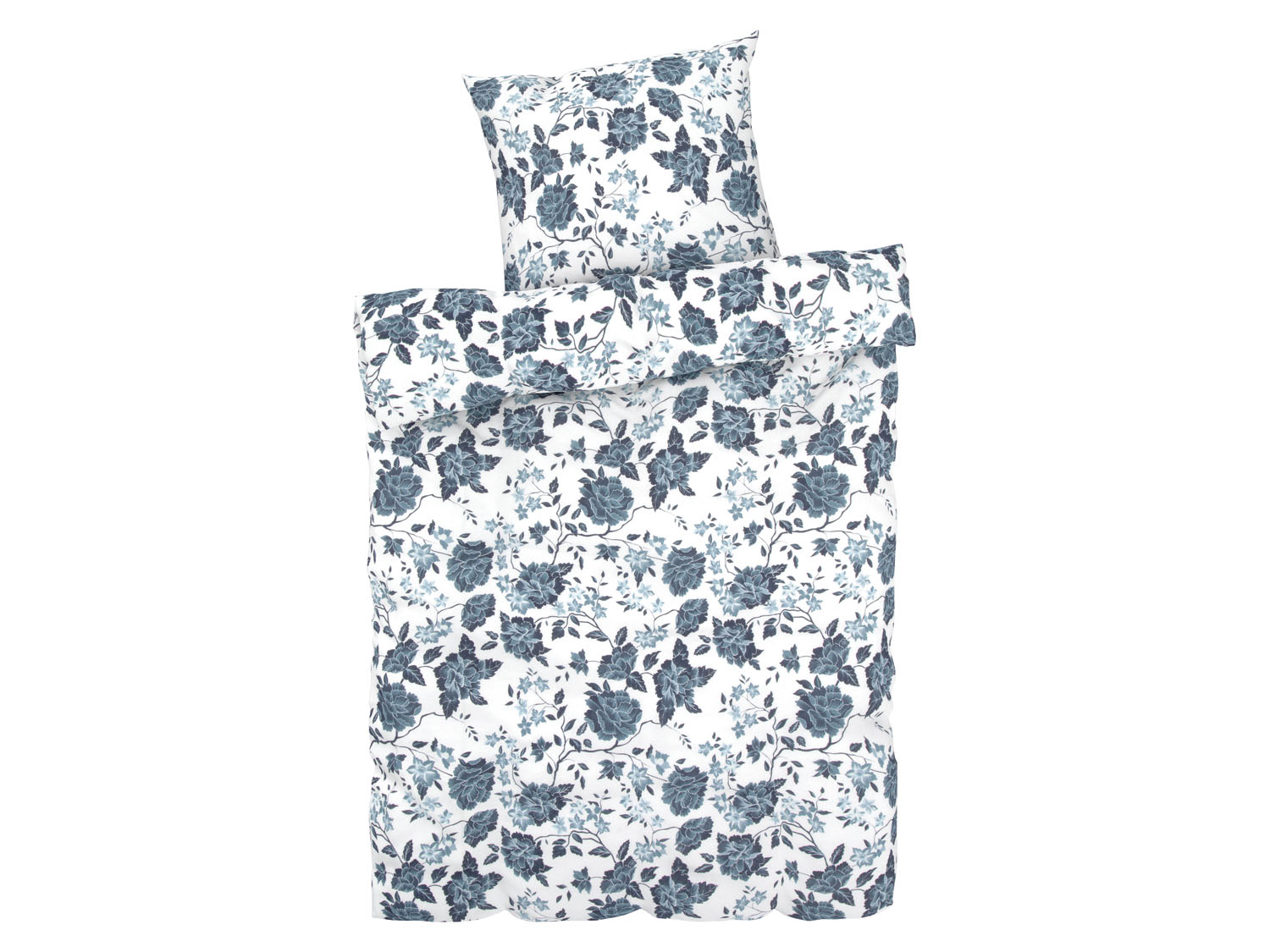 Livarno home Pościel z bawełną renforcé, 140 x 200 cm Kwiaty/ niebieski/ biały