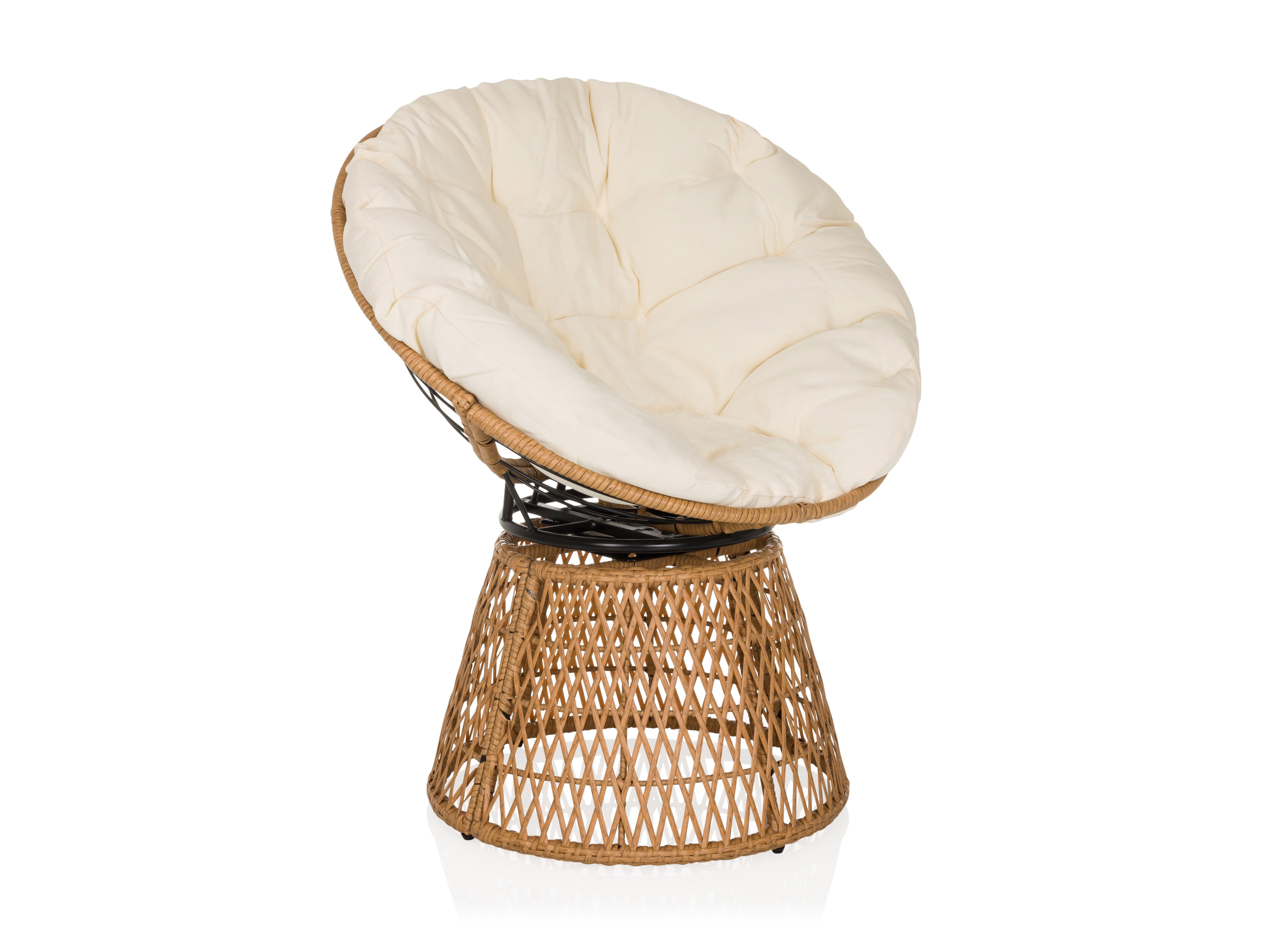 hjh Living Fotel Papasan obrotowy Weavora Outdoor Beżowy