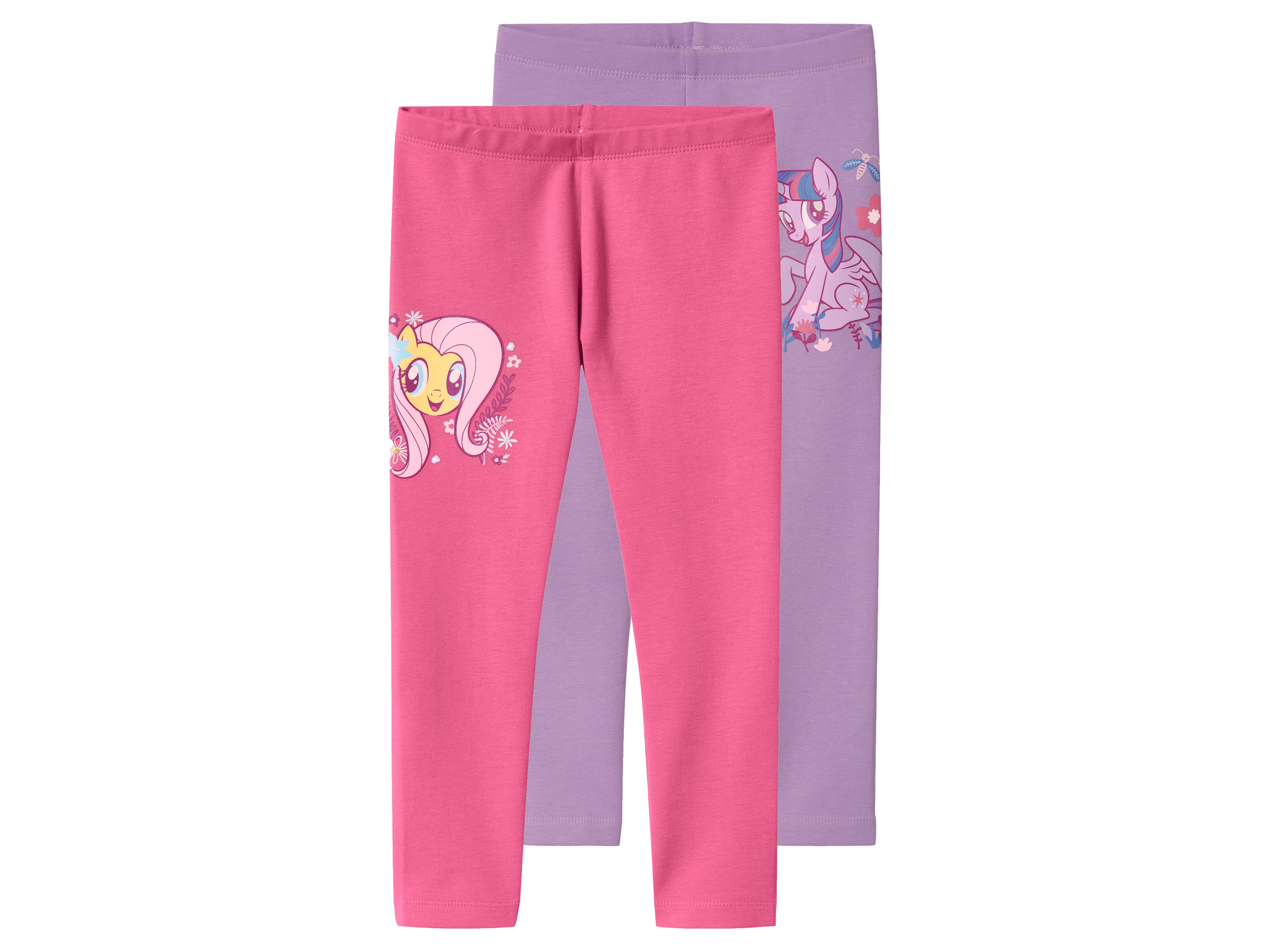 Legginsy termiczne dziecięce z bawełną, 2 pary Fioletowy/różowy, 98/104