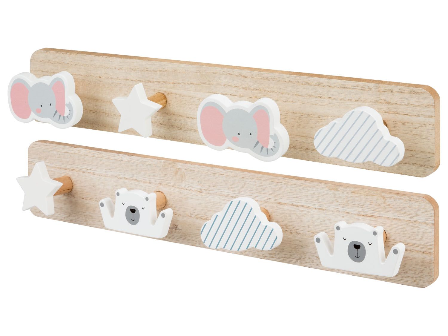 Livarno Living Wieszak lub zestaw wieszaków na ubrania dziecięce, 1 sztuka lub komplet Słoń + Miś