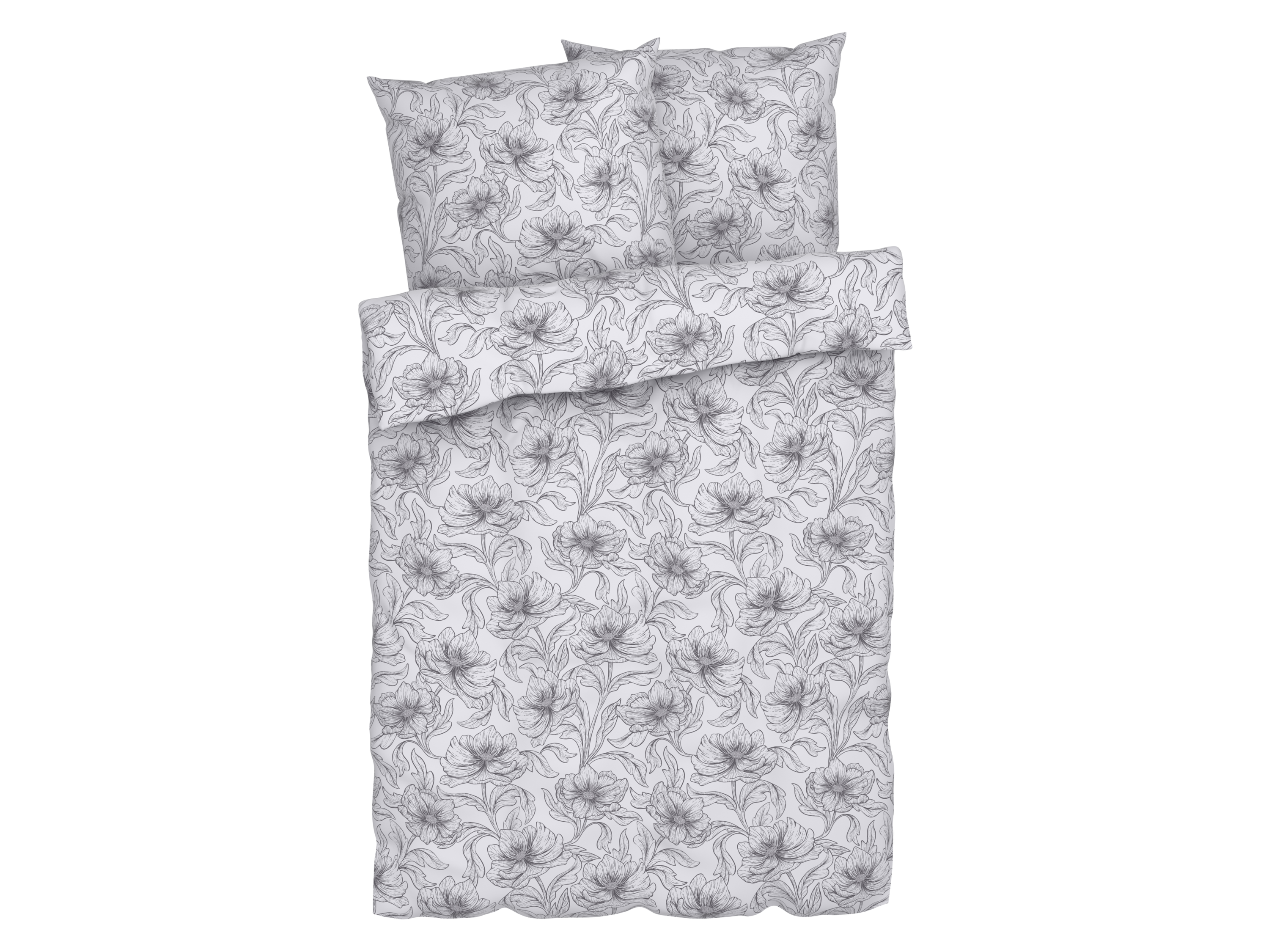 Livarno home Pościel z bawełny renforcé, 160 x 200 cm Kwiaty/biały/szary