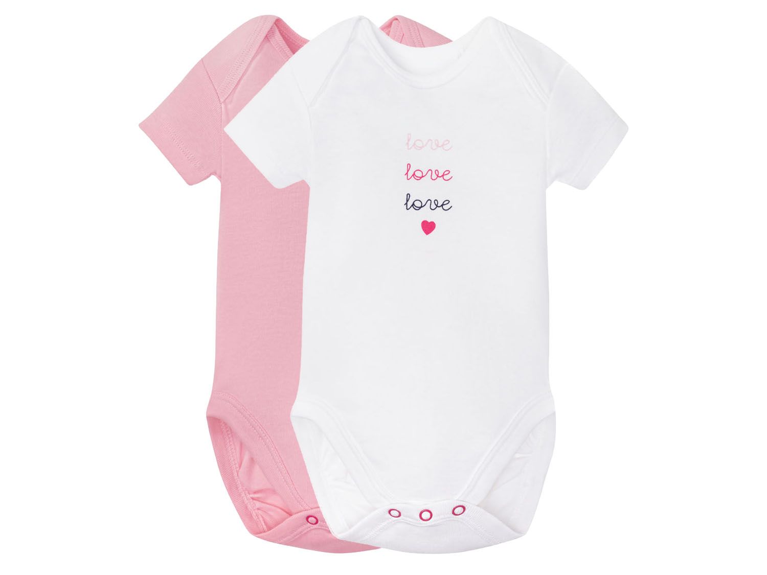 lupilu Body niemowlęce z bawełny, 2 sztuki Różowy/biały, 50/56