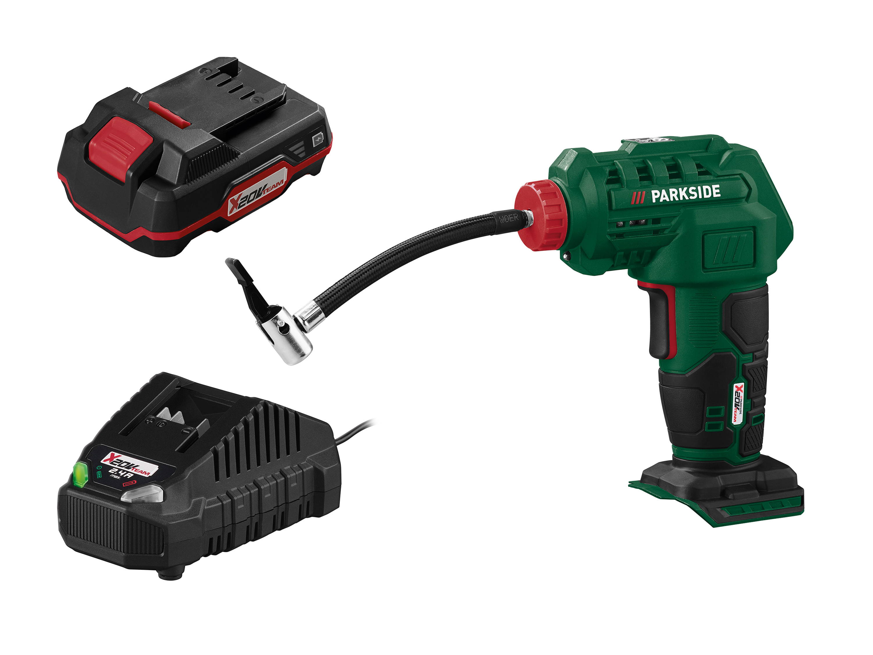 Parkside Zestaw Akumulatorowa sprężarka 20 V z akumulatorem 2 Ah i ładowarką 2,4 A