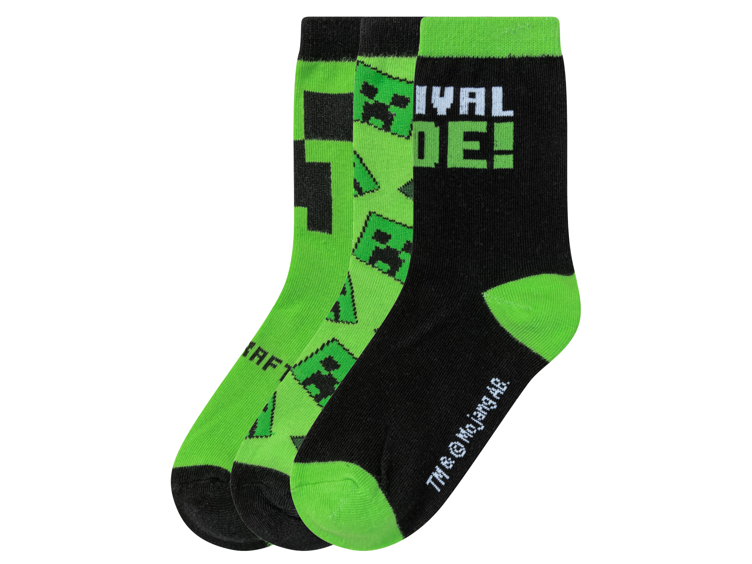 Skarpetki dziecięce, 3 pary Czarny/ zielony, 23/26