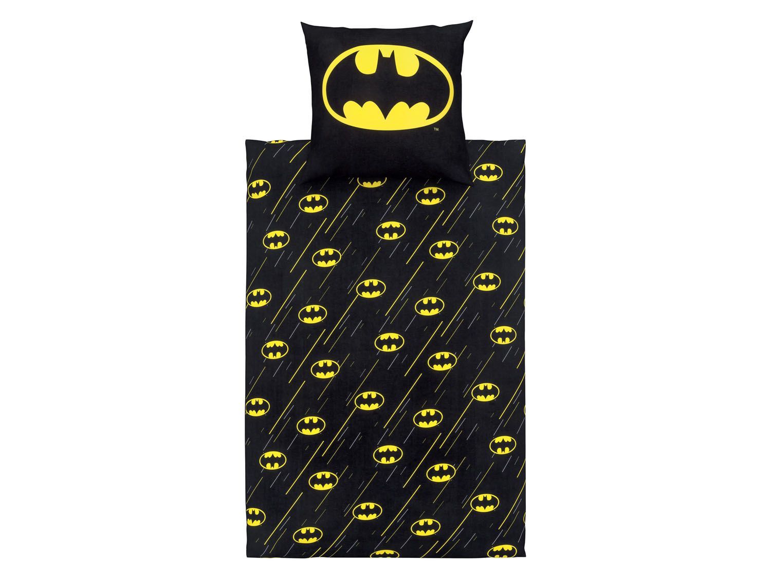 Pościel dziecięca renforcé z kolekcji Batman 140 x 200 cm, 1 komplet Czarny/żółty