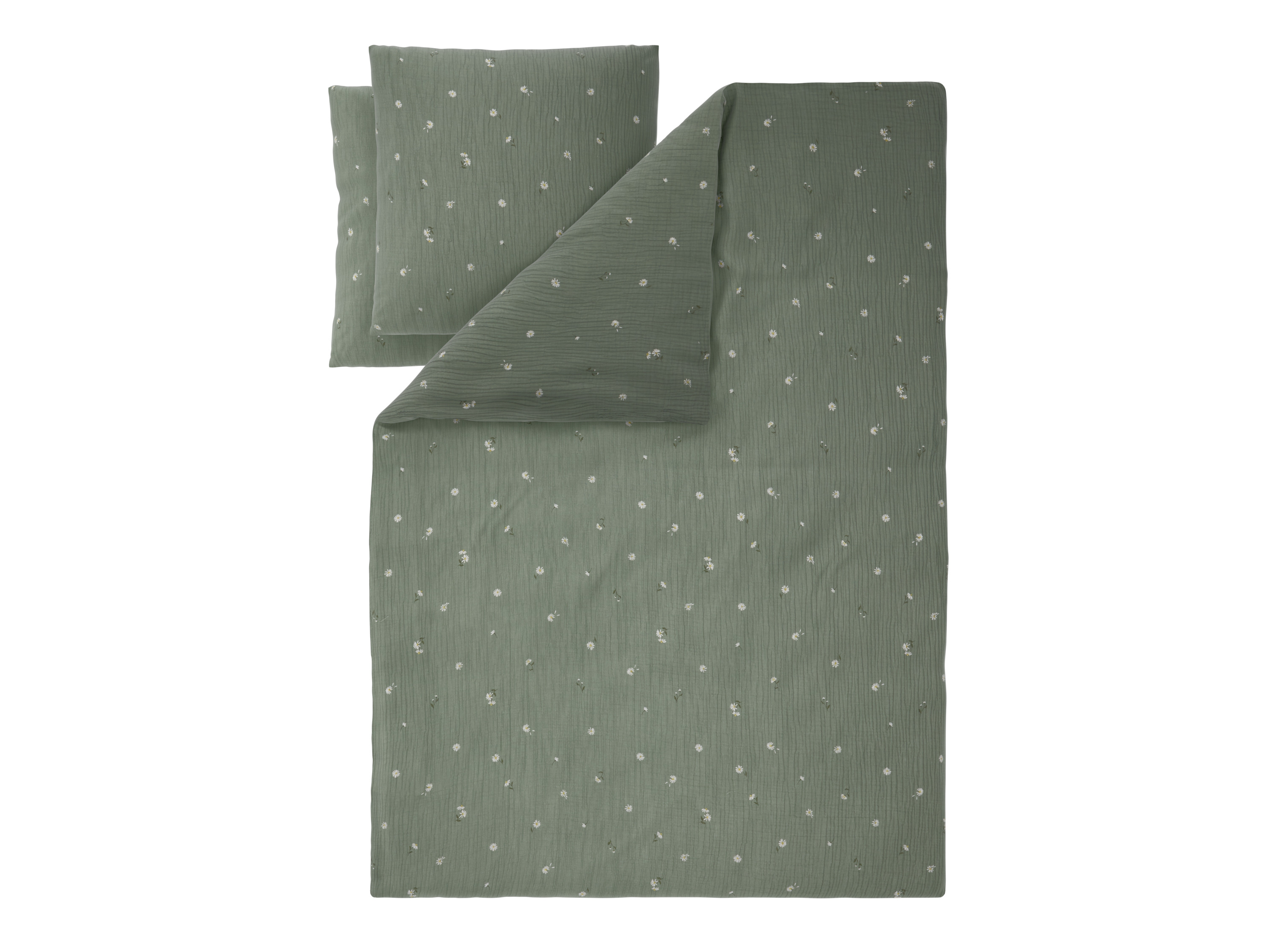 Livarno Pościel muślinowa, 160 x 200 cm Kwiaty/zielony