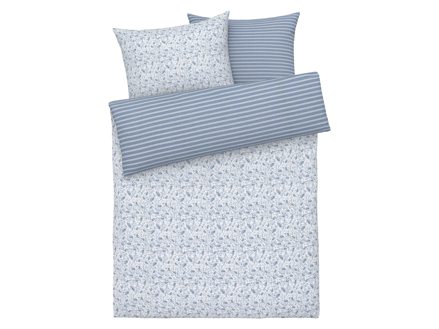 Livarno home Pościel z bawełną renforcé, 160 x 200 cm kwiecisty/niebieski