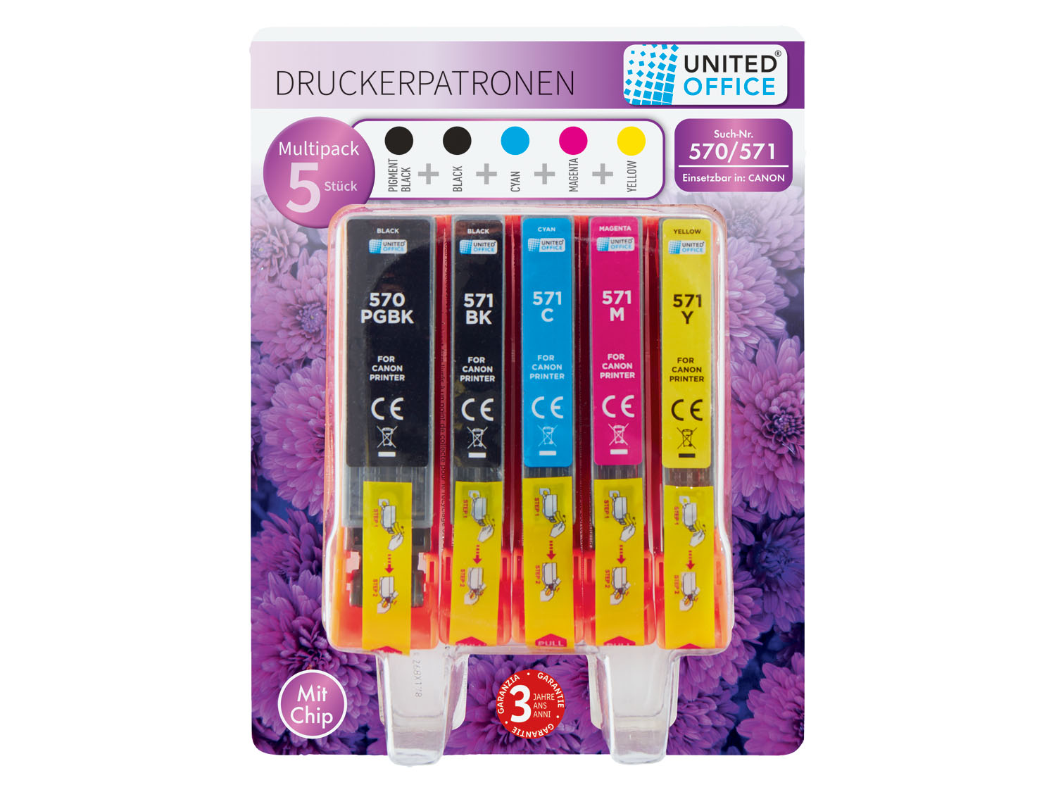 United Office Wkłady do drukarek Canon, 5 szt. 570/571 do Canon