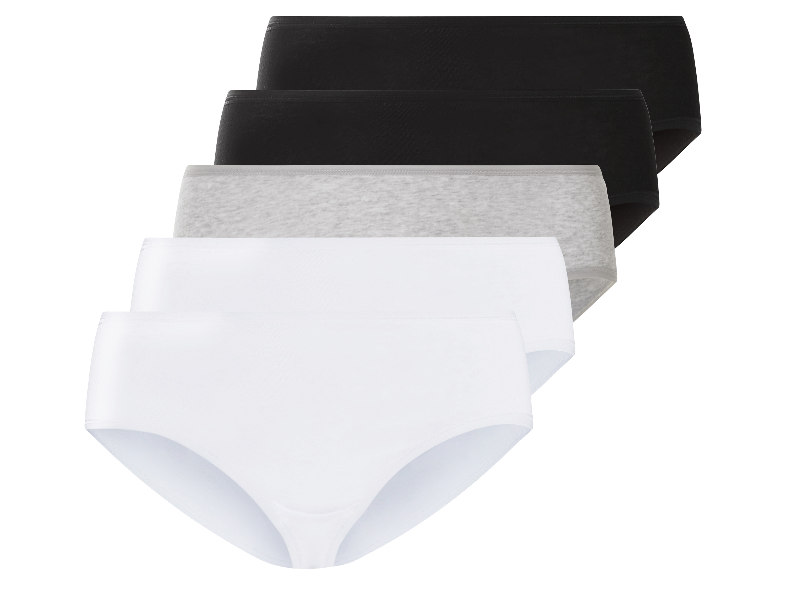 esmara Figi damskie z bawełną, 5 pary XL 48/50, Czarny/ szary/ biały