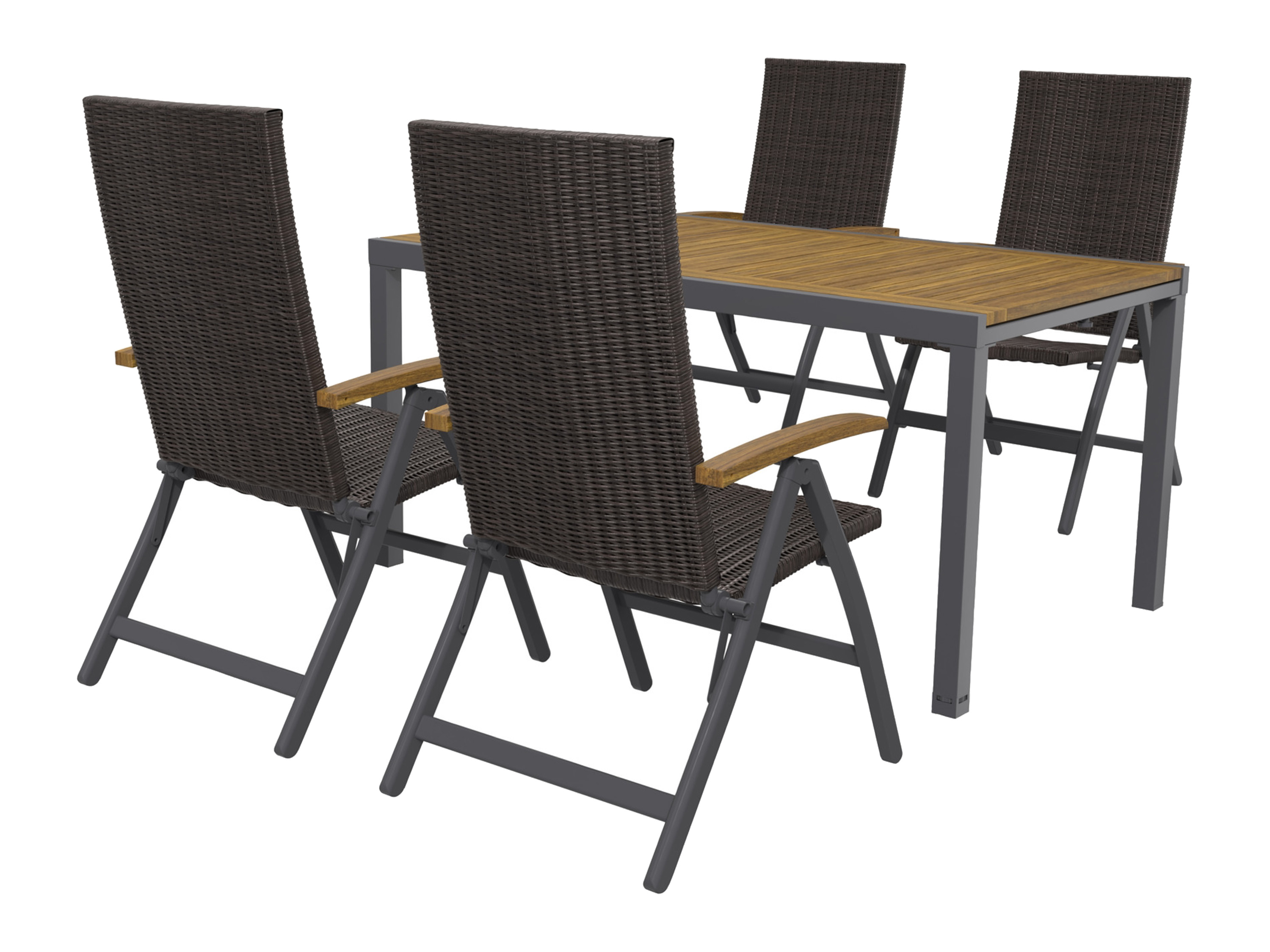 Livarno home Zestaw mebli ogrodowych z plecionki Valencia, stół rozkładany i 4 fotele