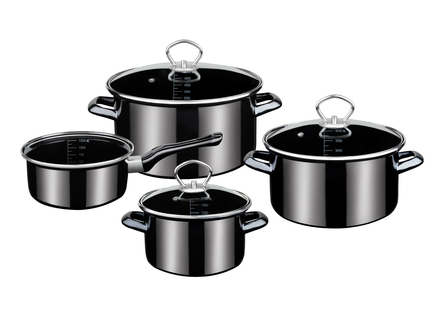 Zestaw garnków do gotowania Gsw, 7 elementów Czarny
