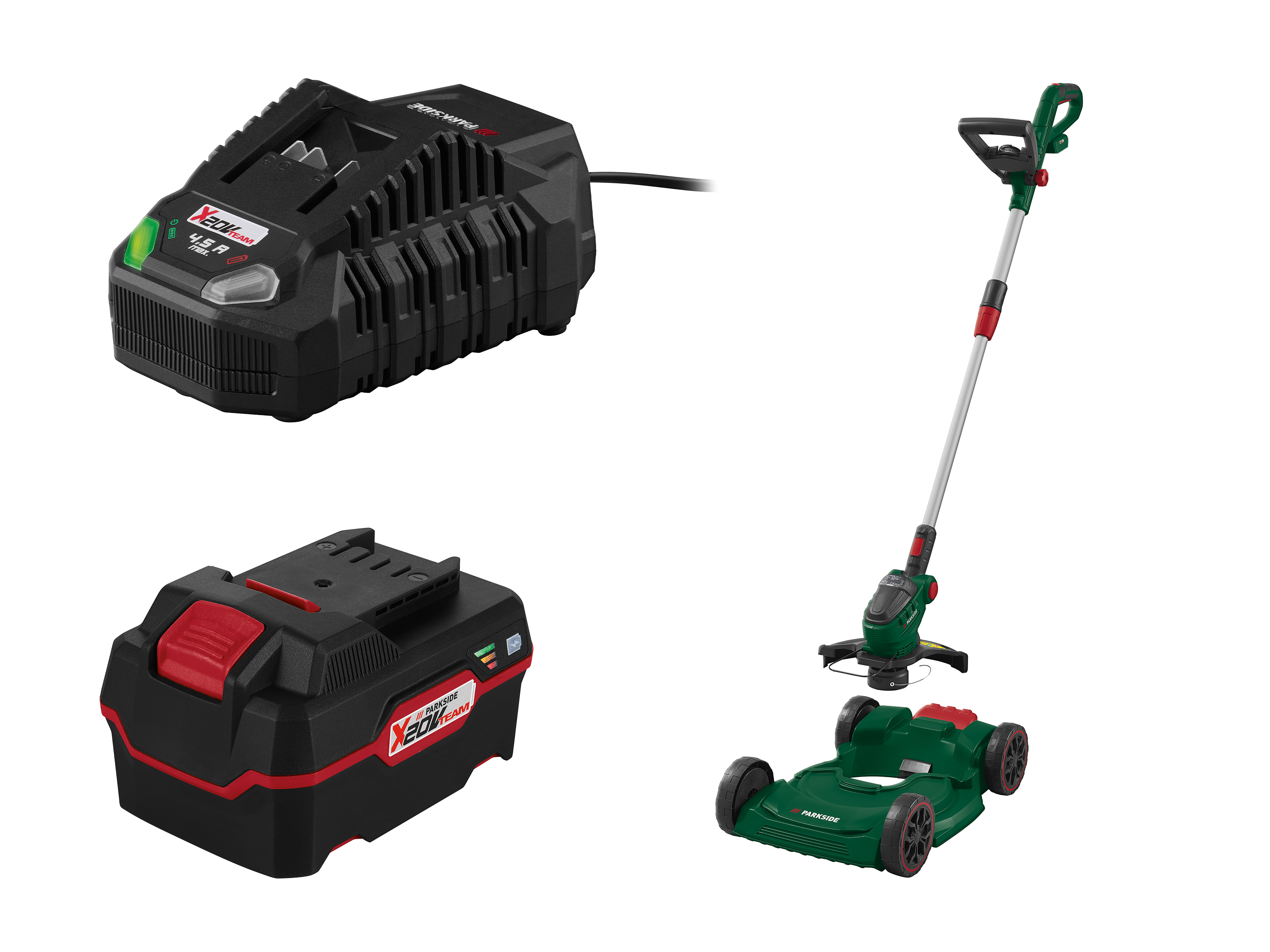 Parkside Zestaw Akumulatorowa multipodkaszarka 20 V z akumulatorem 4 Ah i ładowarką 4,5 A