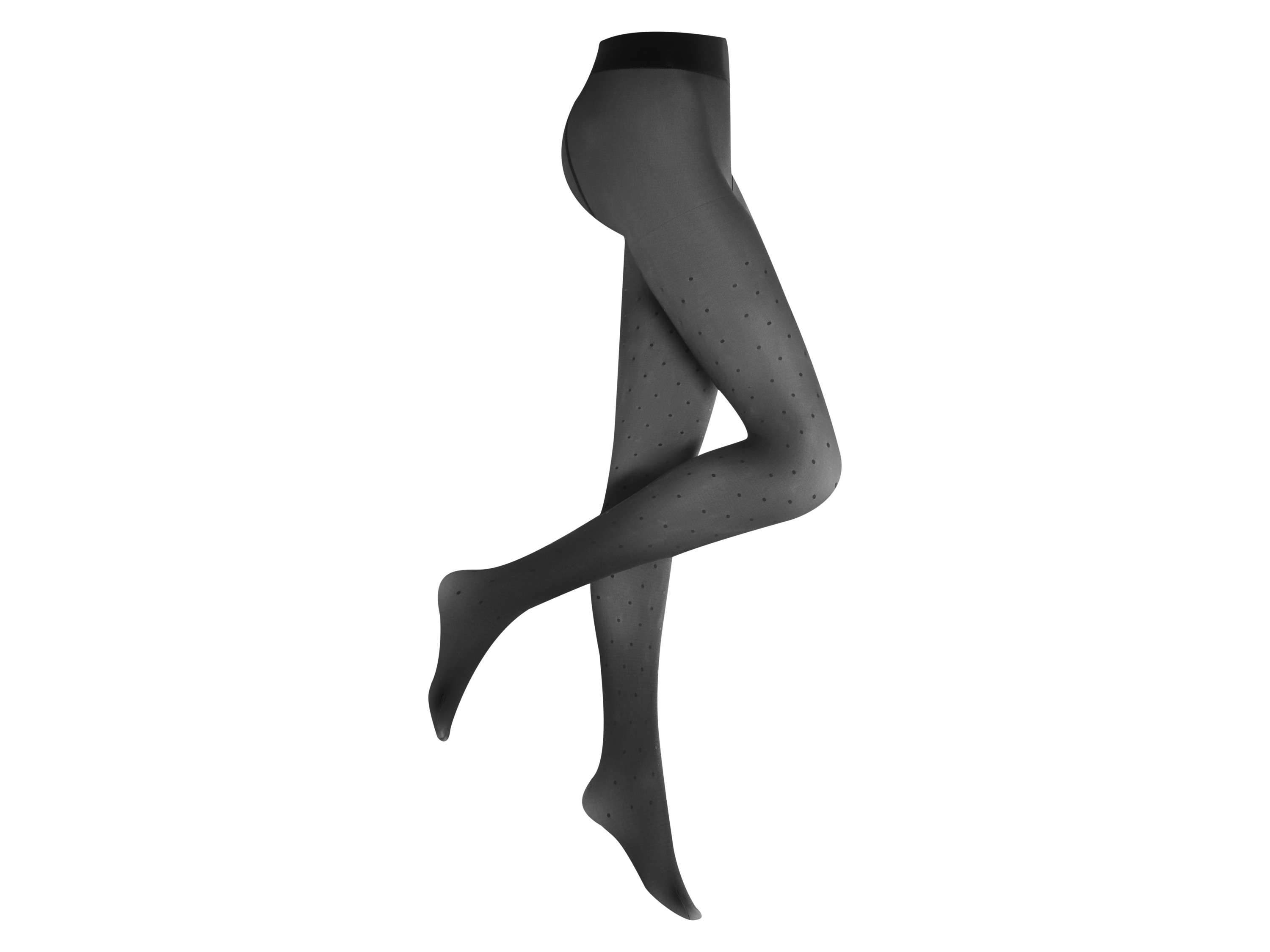 esmara Rajstopy termiczne damskie z cielistą podszewką czarne kropki, L44/46