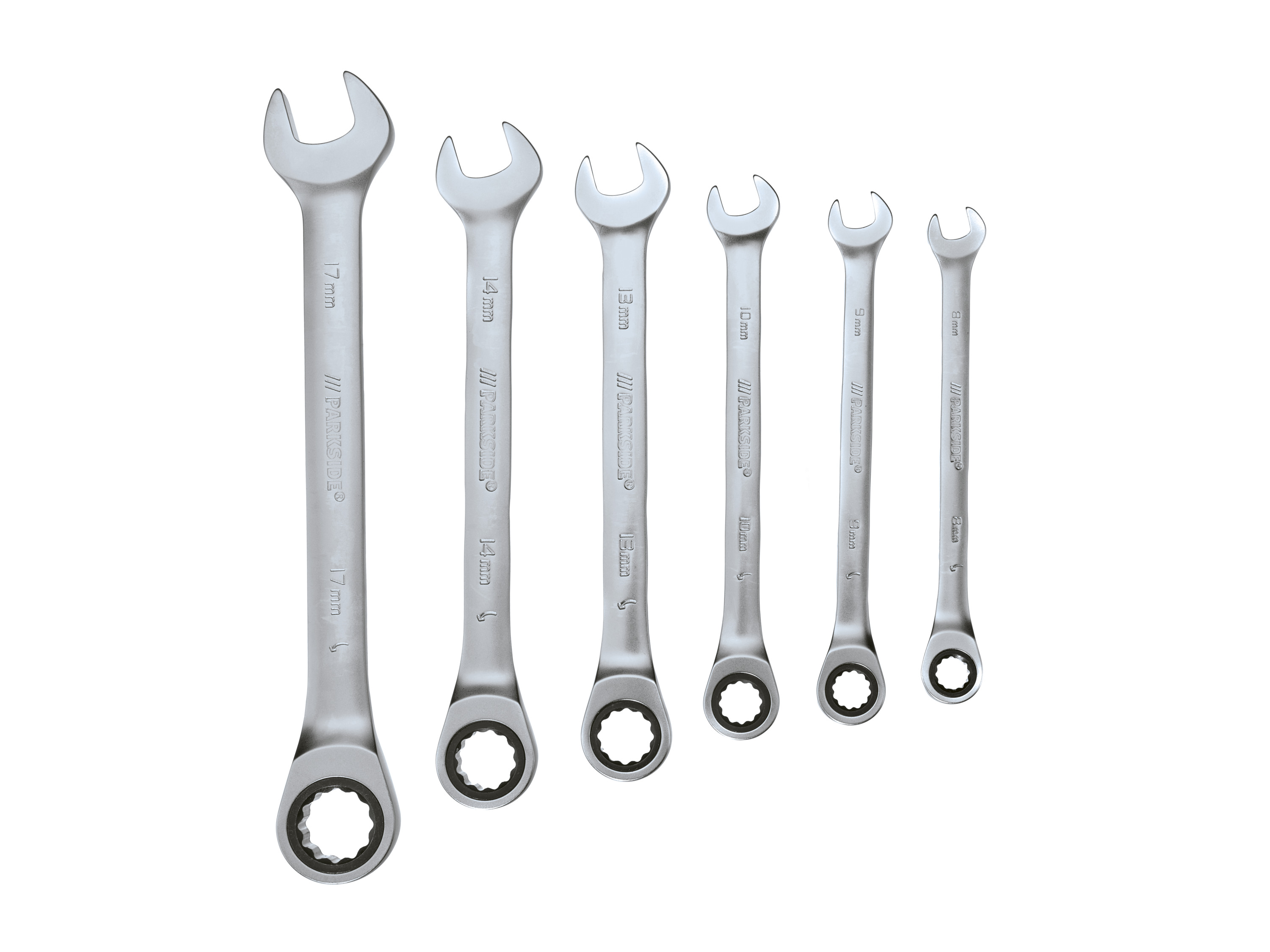 Parkside Zestaw kluczy płasko-oczkowych Z grzechotką, 6 sztuk