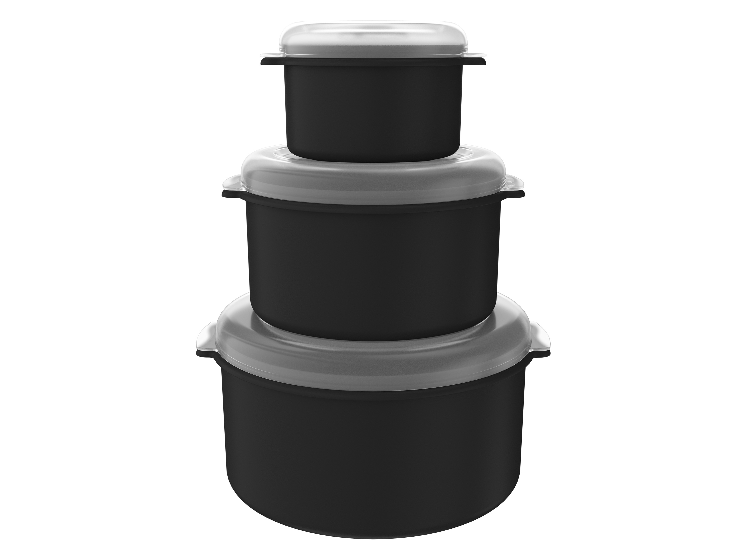 Ernesto Zestaw 3 pojemników do kuchenki mikrofalowej Czarny