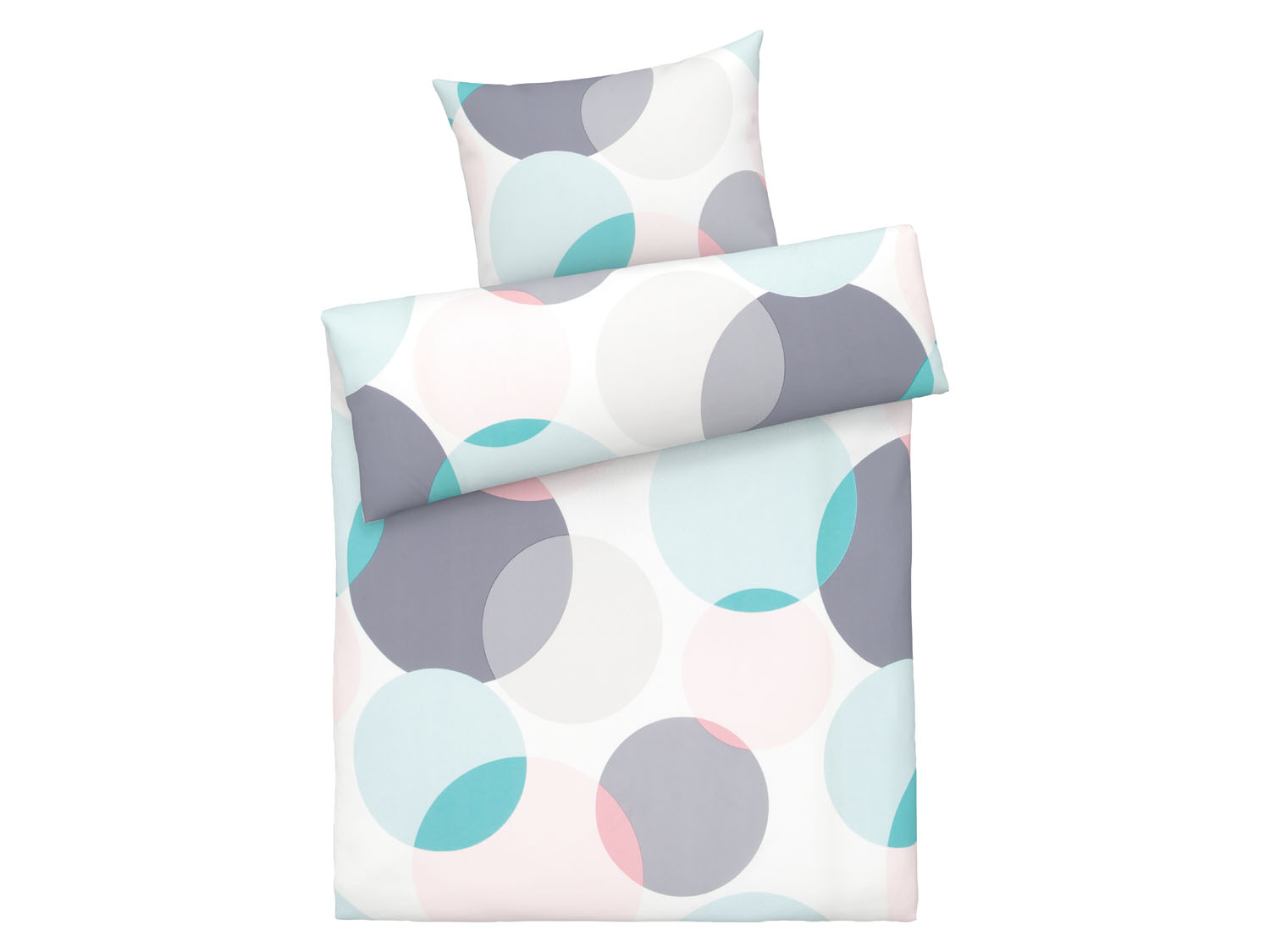 Livarno home Pościel z mikrowłókna satynowego, 140 x 200 cm Szary w kółka