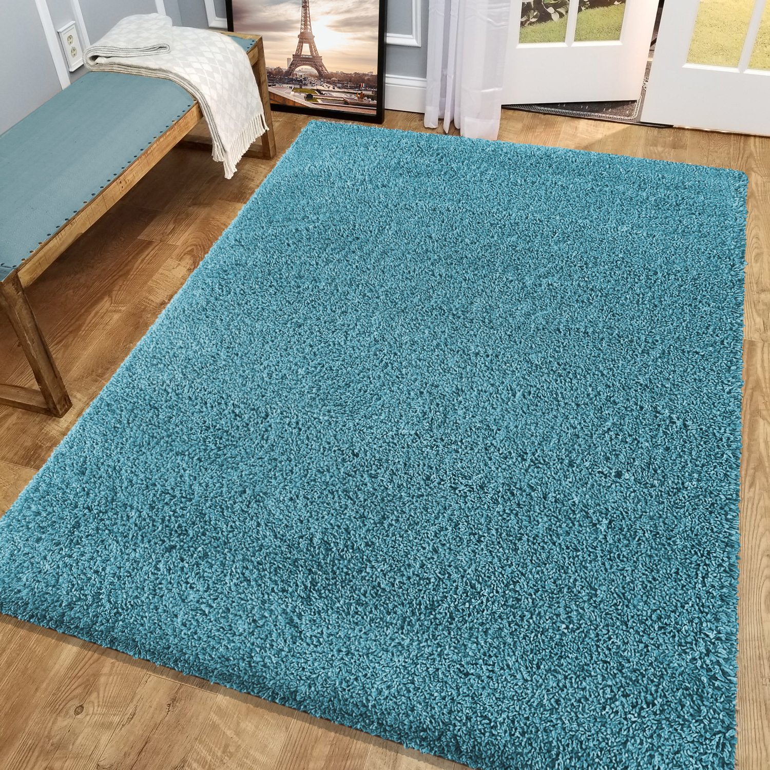 Dywan - 80 x 150 cm - Turkusowy - Shaggy - Dywanopol