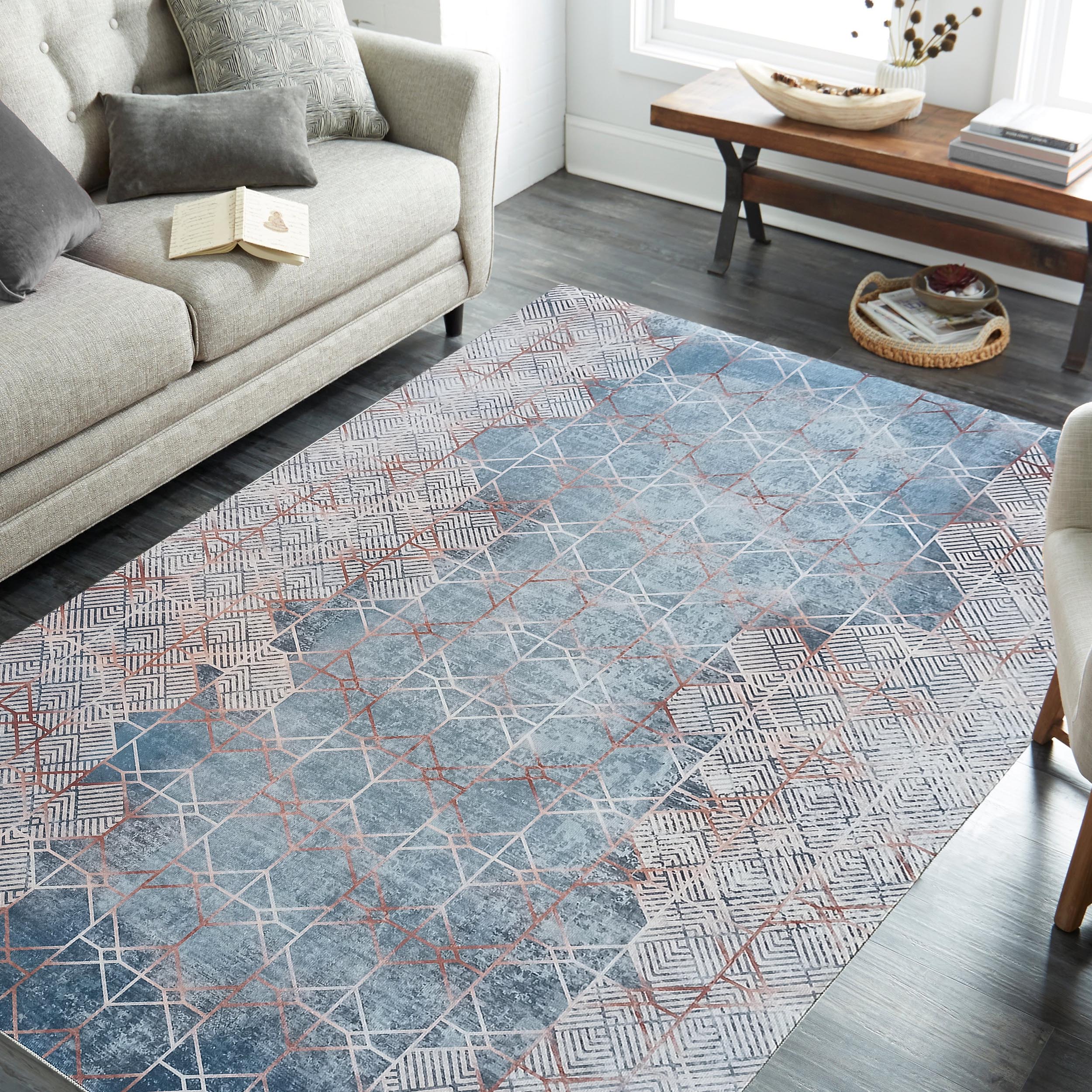 Dywan - 60 x 100 cm - Niebieski - Nowoczesny - Dywanopol