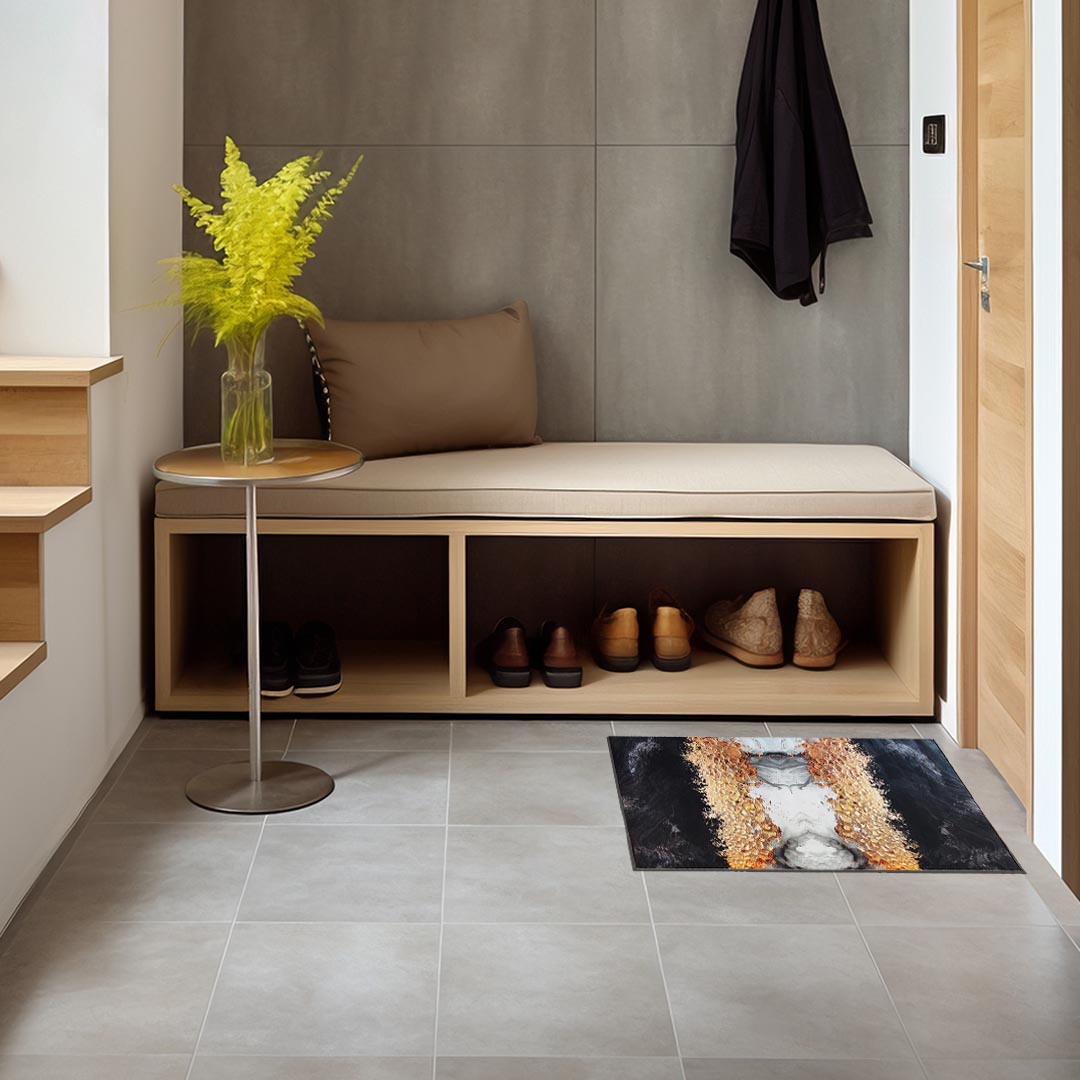 Dywan - 60 x 100 cm - Czarny ze złotym - Nowoczesny - Dywanopol