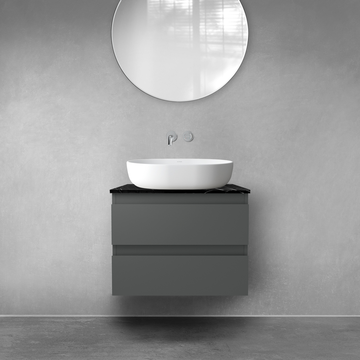 Darmowa Dostawa - Szafka z blatem 60x45.6x48.6 cm podumywalkowa wisząca grafitowa Oltens Vernal 68725400