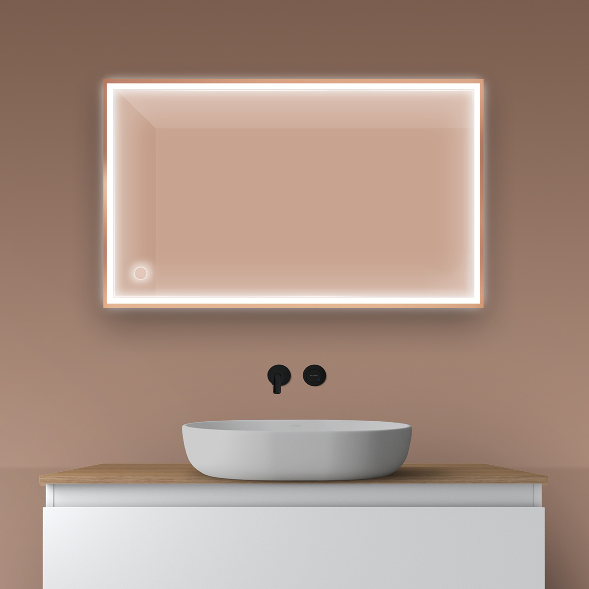 Darmowa Dostawa - Lustro 60x100 cm prostokątne z oświetleniem z matą grzewczą Oltens Nordlis 64106610