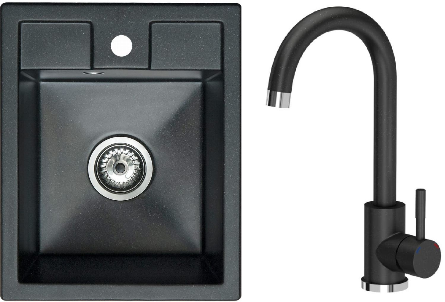 Darmowa Dostawa - Zlewozmywak z baterią onyx / onyx iceBerg Uno ZZB14103BM