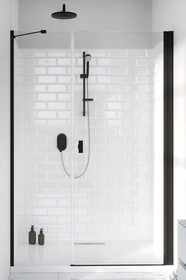 Darmowa Dostawa - Drzwi prysznicowe 69.1 cm uchylne czarny mat/szkło przezroczyste Radaway Nes 8 Black DWS 100781105401R