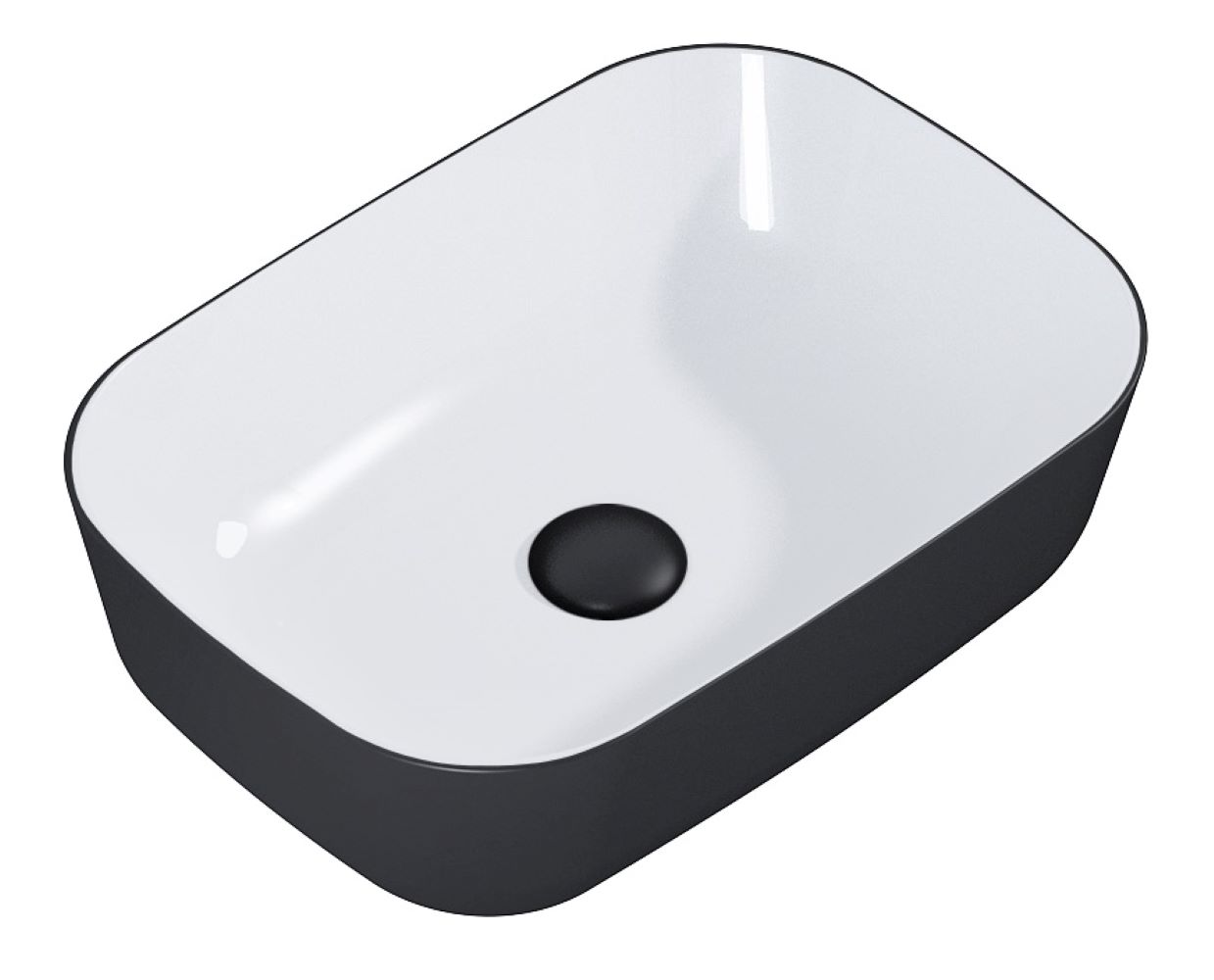 Darmowa Dostawa - Umywalka 45.5x32.5 cm prostokątna nablatowa biała-czarna Elita Reni RE040460896110