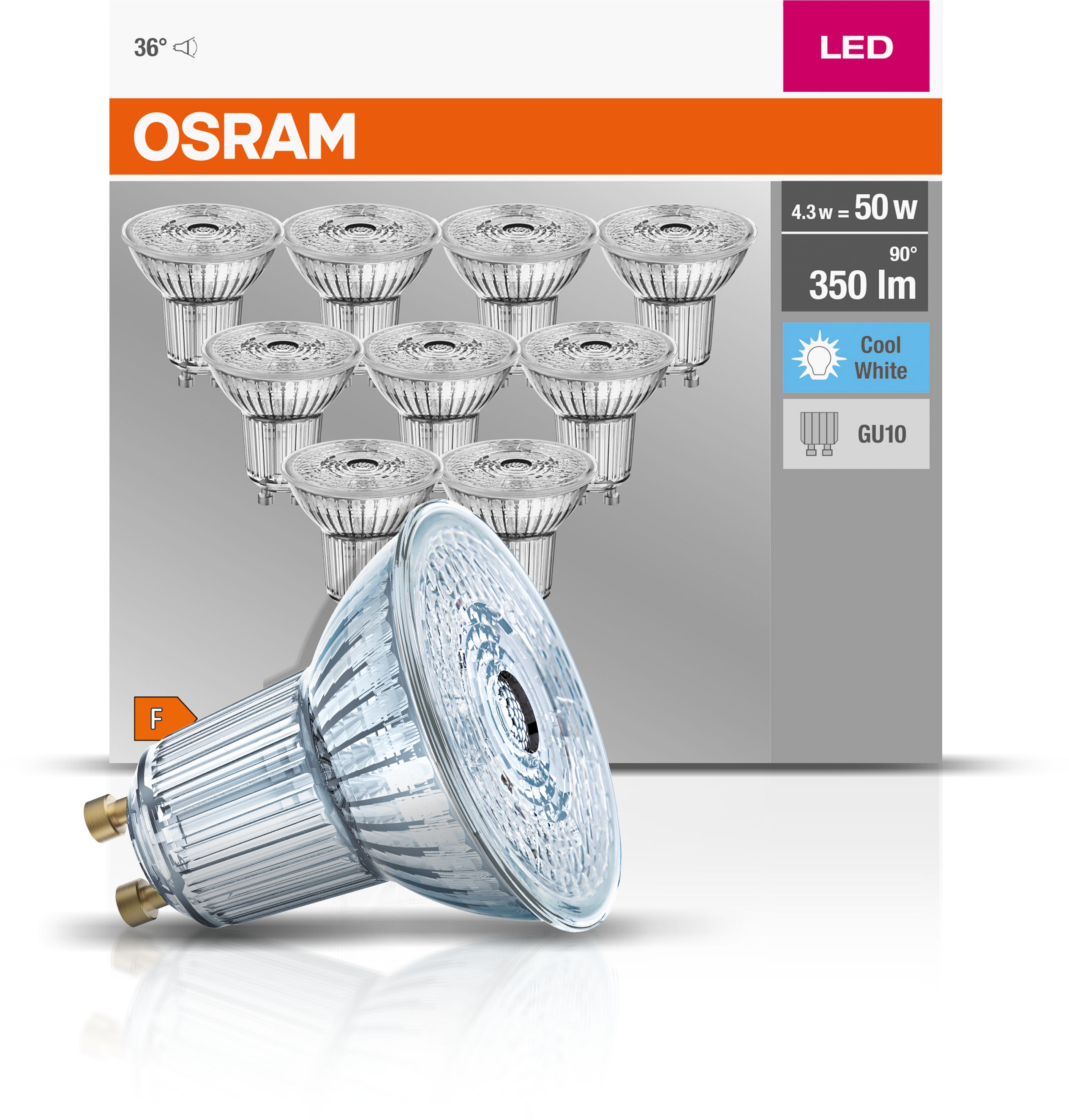 Darmowa Dostawa - Żarówki LED Multipack 10x4.3 W 4000 K gu10 Osram Base 4058075036703