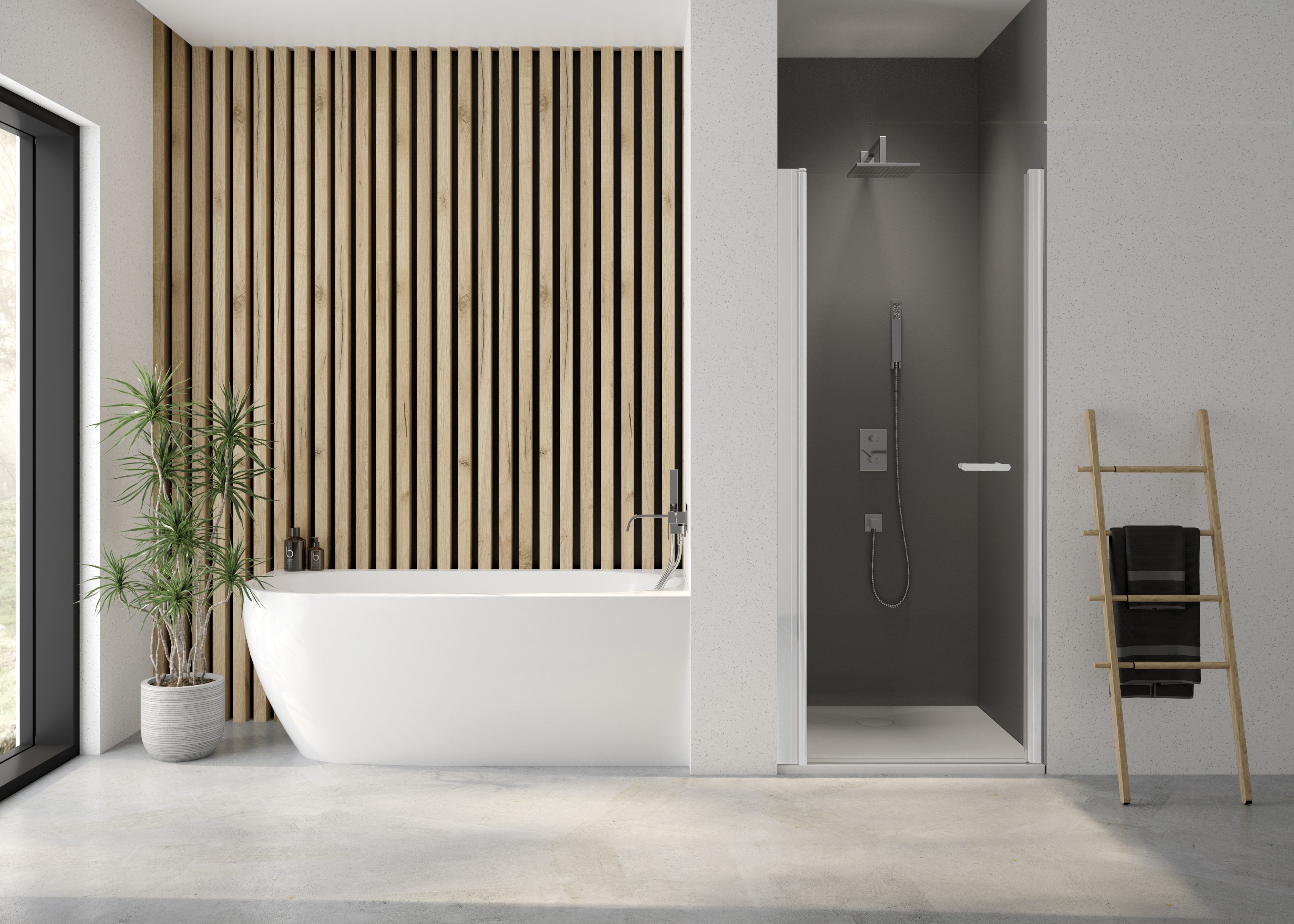 Darmowa Dostawa - Drzwi prysznicowe z profilem 90 cm uchylne biały mat/szkło przezroczyste Sanplast Exa Line 600540075024401