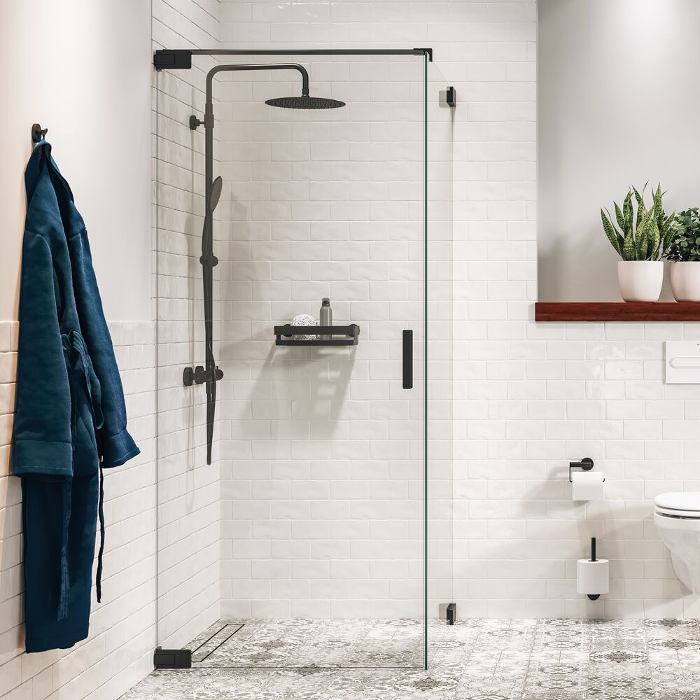 Darmowa Dostawa - Drzwi prysznicowe 90 cm uchylne czarny mat/szkło przezroczyste Sealskin Pure PU160906195100